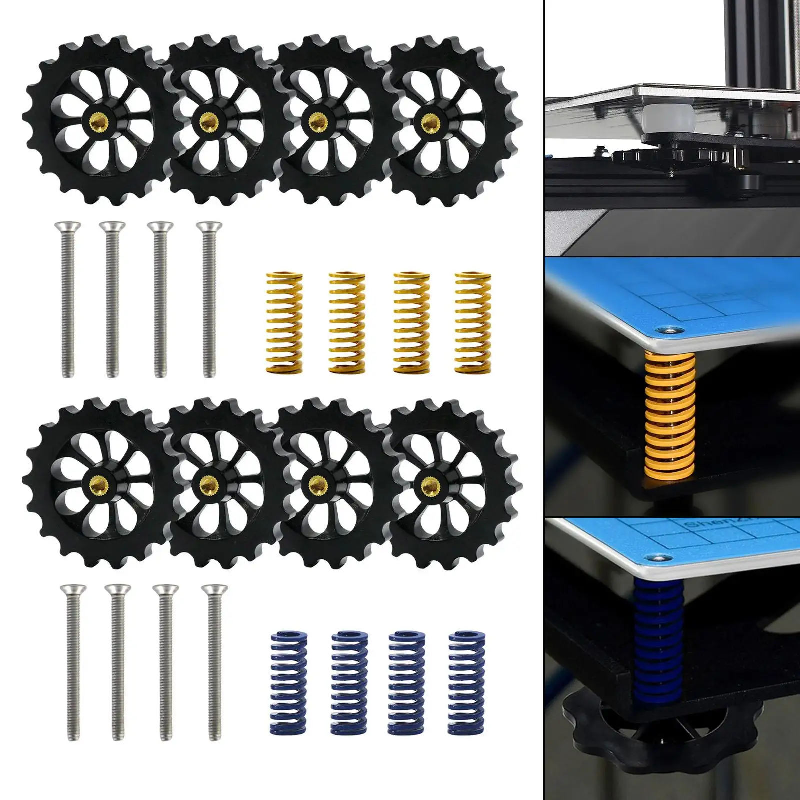 Stainless Steel Heatbed Leveling Kit M4 Screw Leveling Spring High Temperature Resistance 3D Printer Accessories