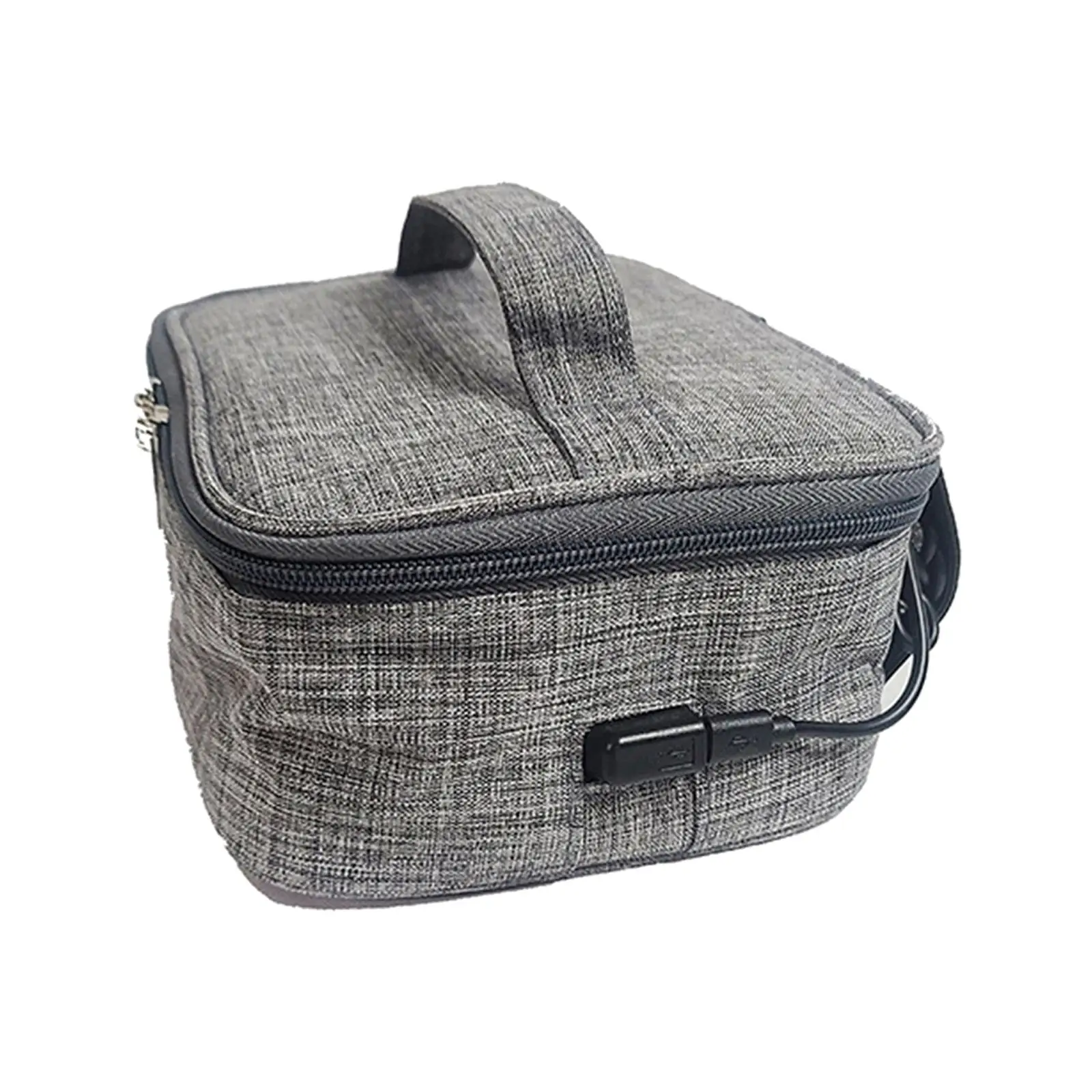 USB Heated Lunch Boxes Bag Container Oxford Cloth for Picnic Camping with Zipper ,Grey Convenient for Adults Reusable Durable