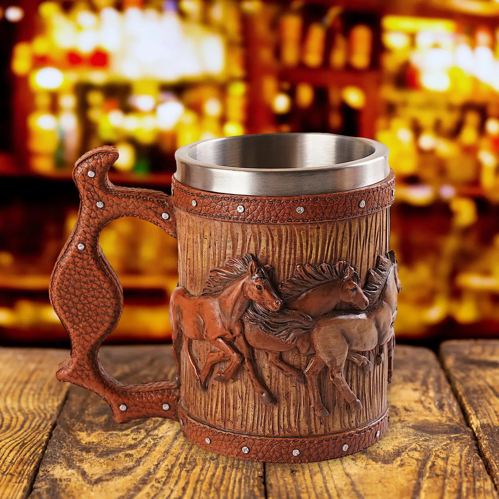 Barrel Beer Mug Resin Home Decor Rustic Handcrafted Bar Accessories Tumbler Mug Drinkware for Juice Milk Bar Restaurant Party