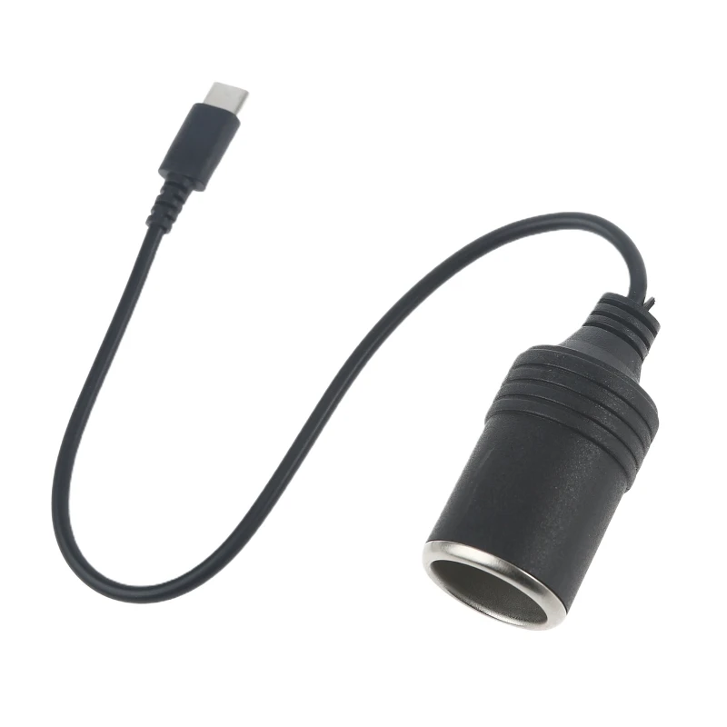 Xuebai USB C PD Female Type-C Male to 12V Car Power Socket Cable for Car DVR GPS E-Dog Type-C Male To 12V Car Socket Female Converter Adapter Cable A# 
