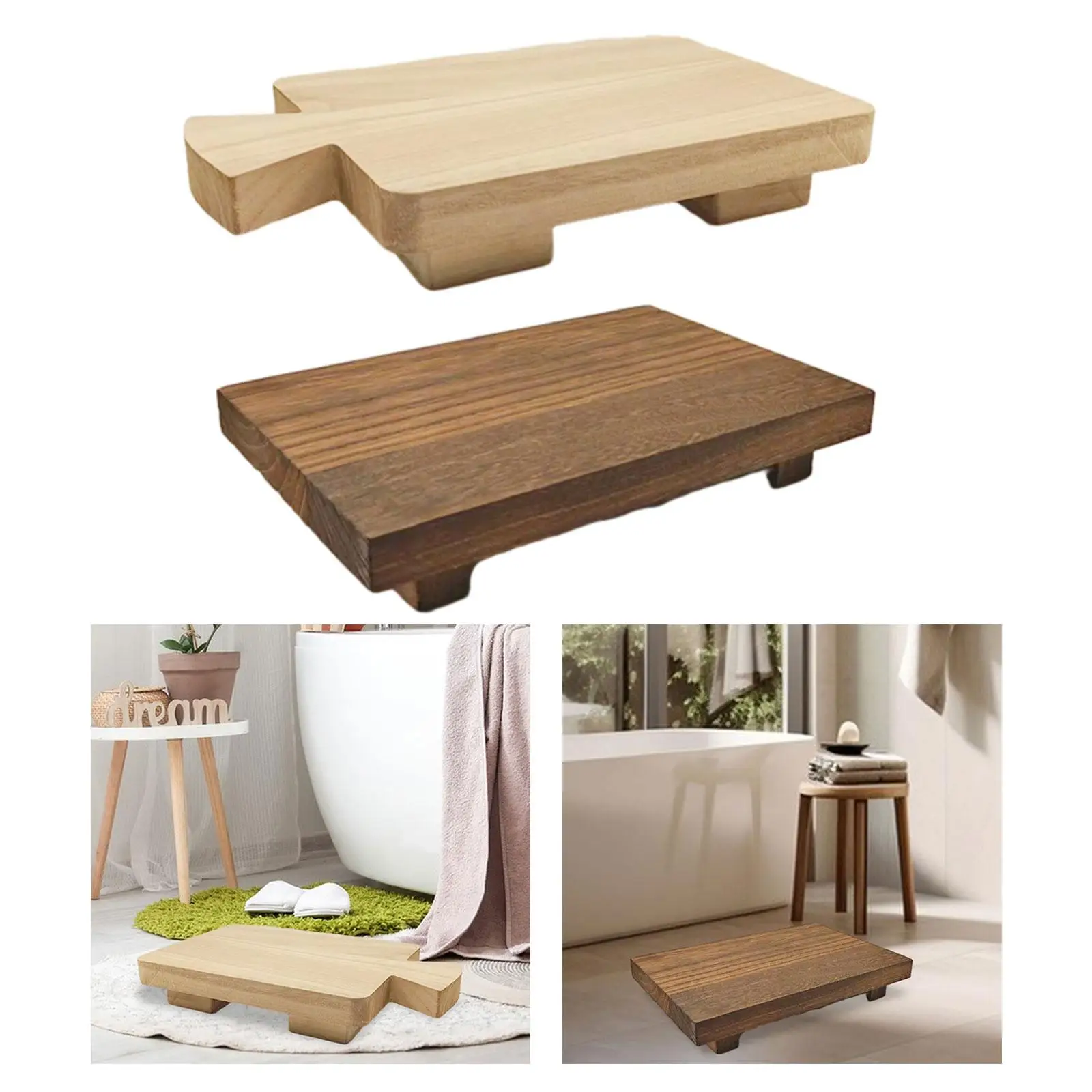 Wooden Pedestal Stand Footed Tray for Kitchen Counter Bathroom Coffee Table