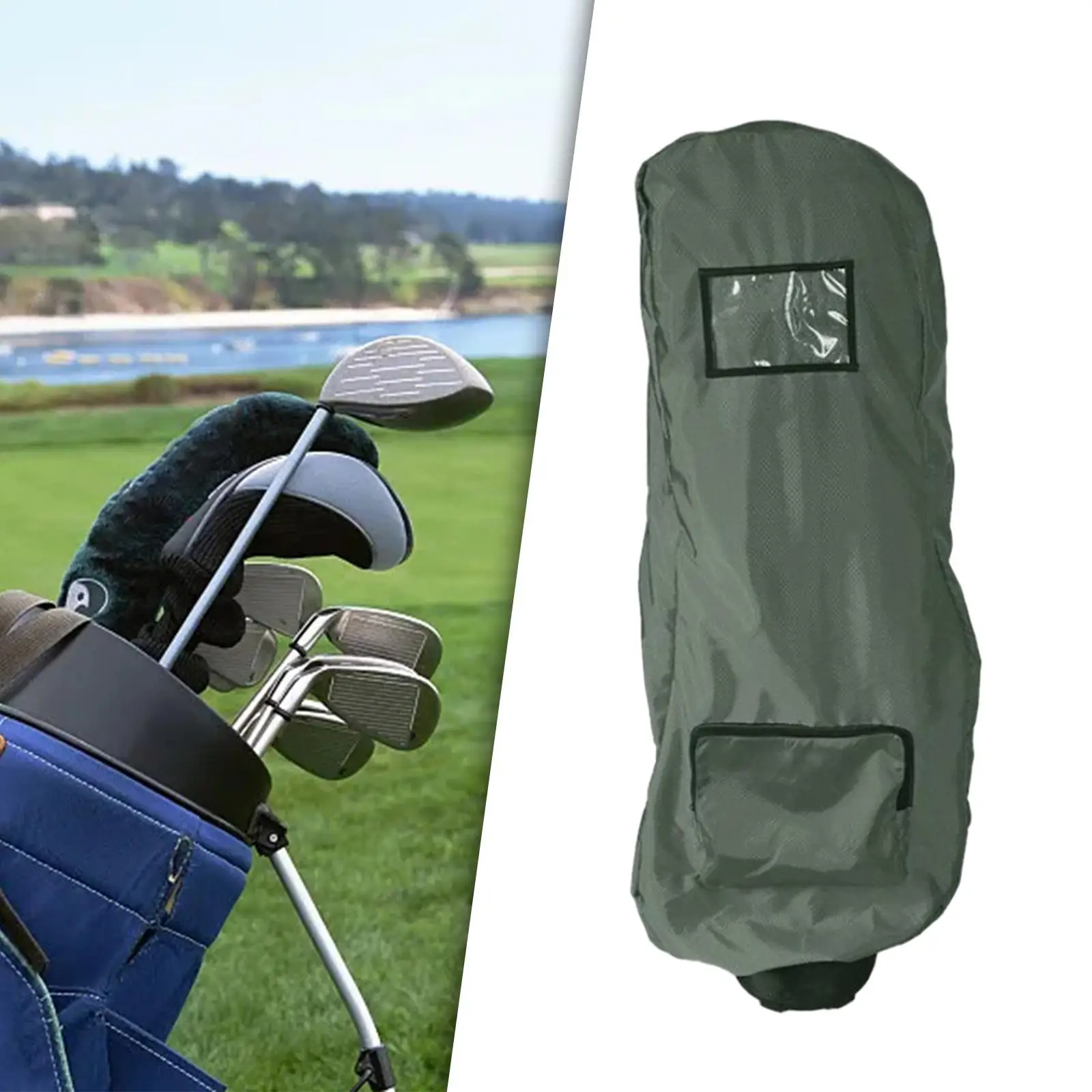 Golf Bag Rain Cover Club Cases Dustproof Pouch Rain Protection Cover for Driving Range Golf Push Carts Outdoor Travel Golf Clubs