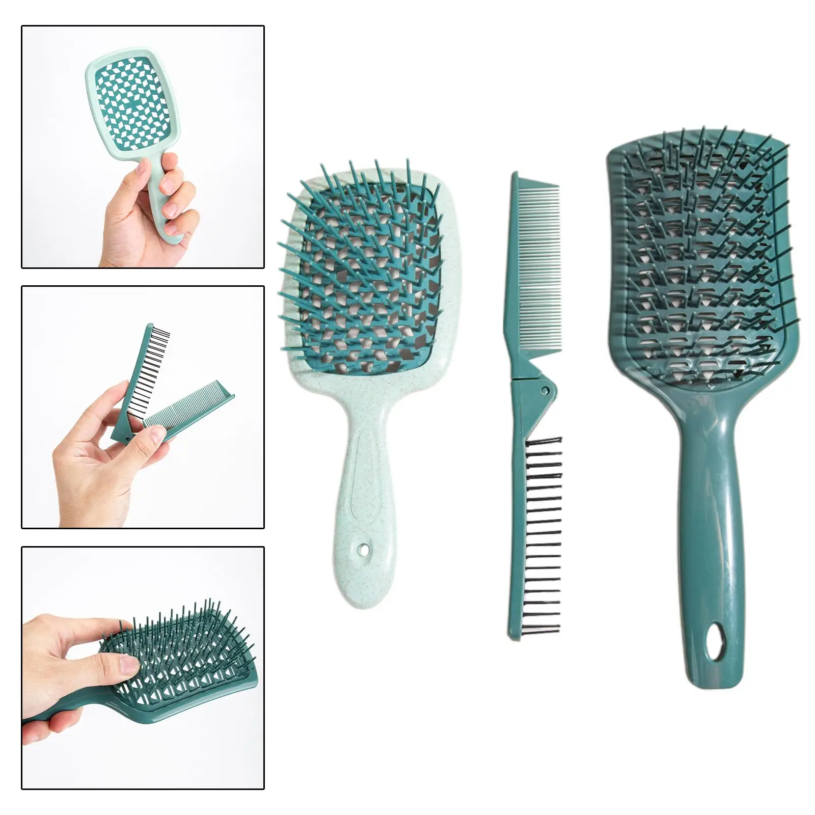 3 Pieces Hair Brush with Hanging Hole Comfortable Portable Hair Comb for Outdoor Indoor Women Men Curly or Straightener Hair