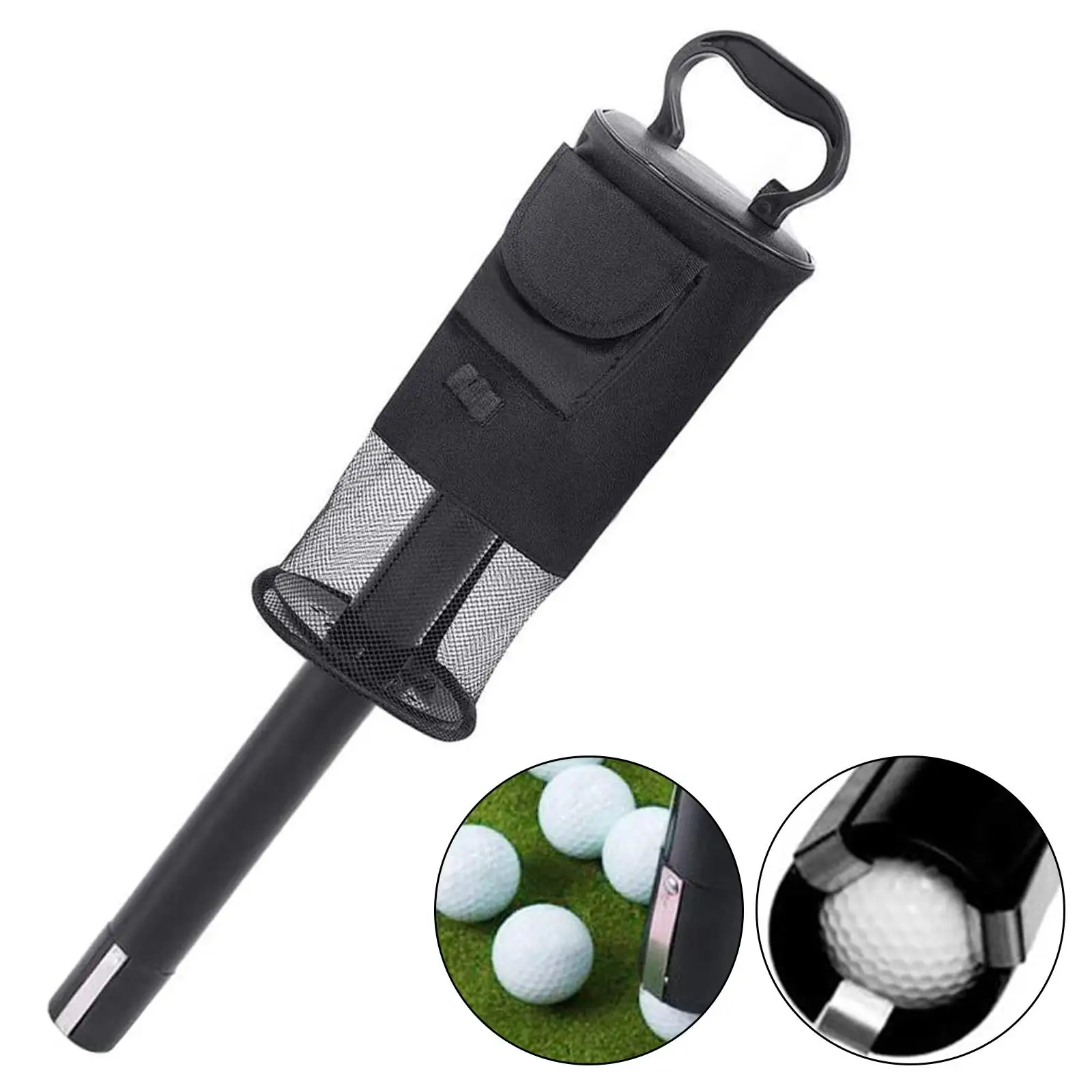 Golf Ball Retriever Bag Holds 70 Balls Durable Golfing Equipment Ball Collector Practice Golf Ball Pick up with Tube