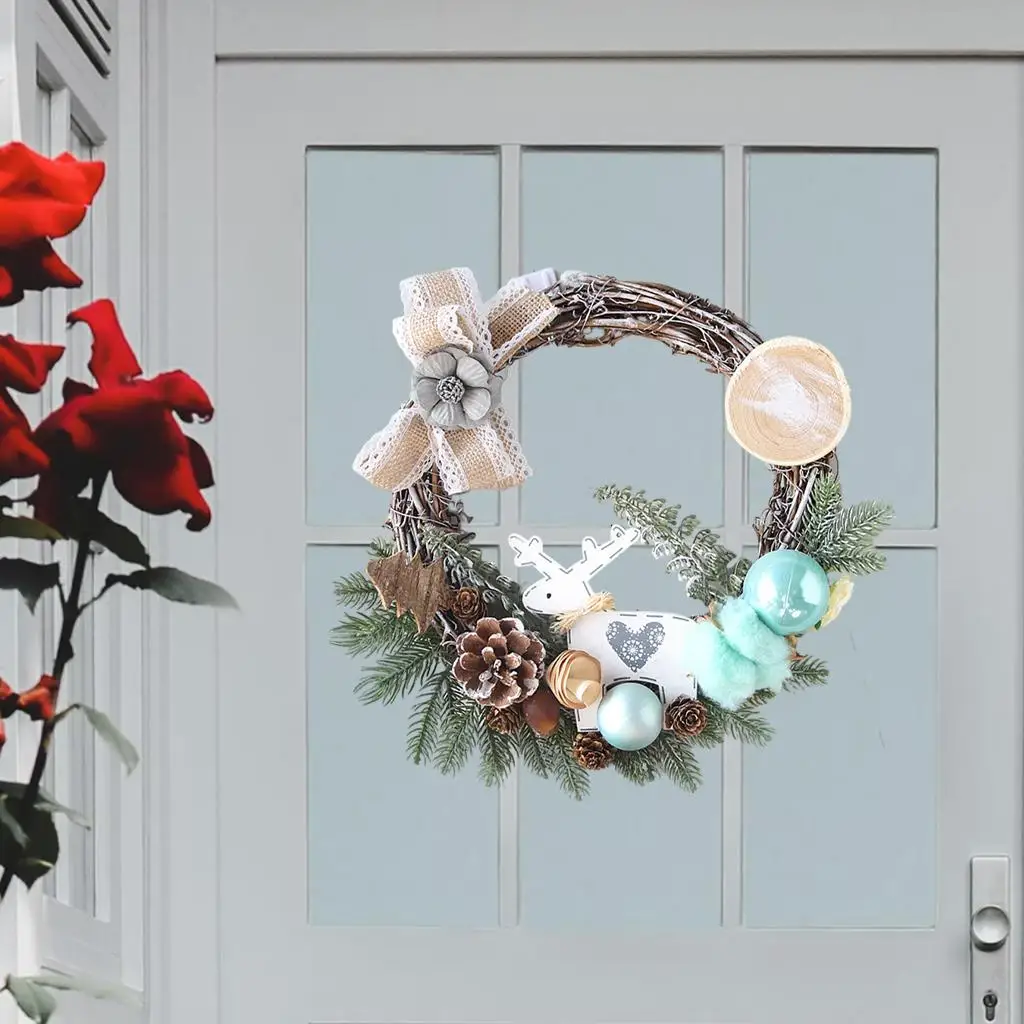 10 inch Garland Wall Hanging Rattan Front  Wreath for Porch 