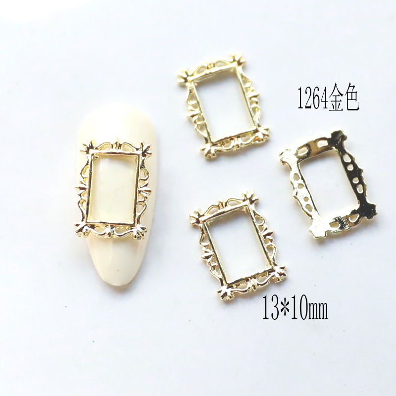 20 Stück Vintage Nail Art Rahmen vier Farben Multi-Formen Retro Legierung Nageldesigns Charms große Edelsteine für Nagelzubehör 2025 – Detail 5