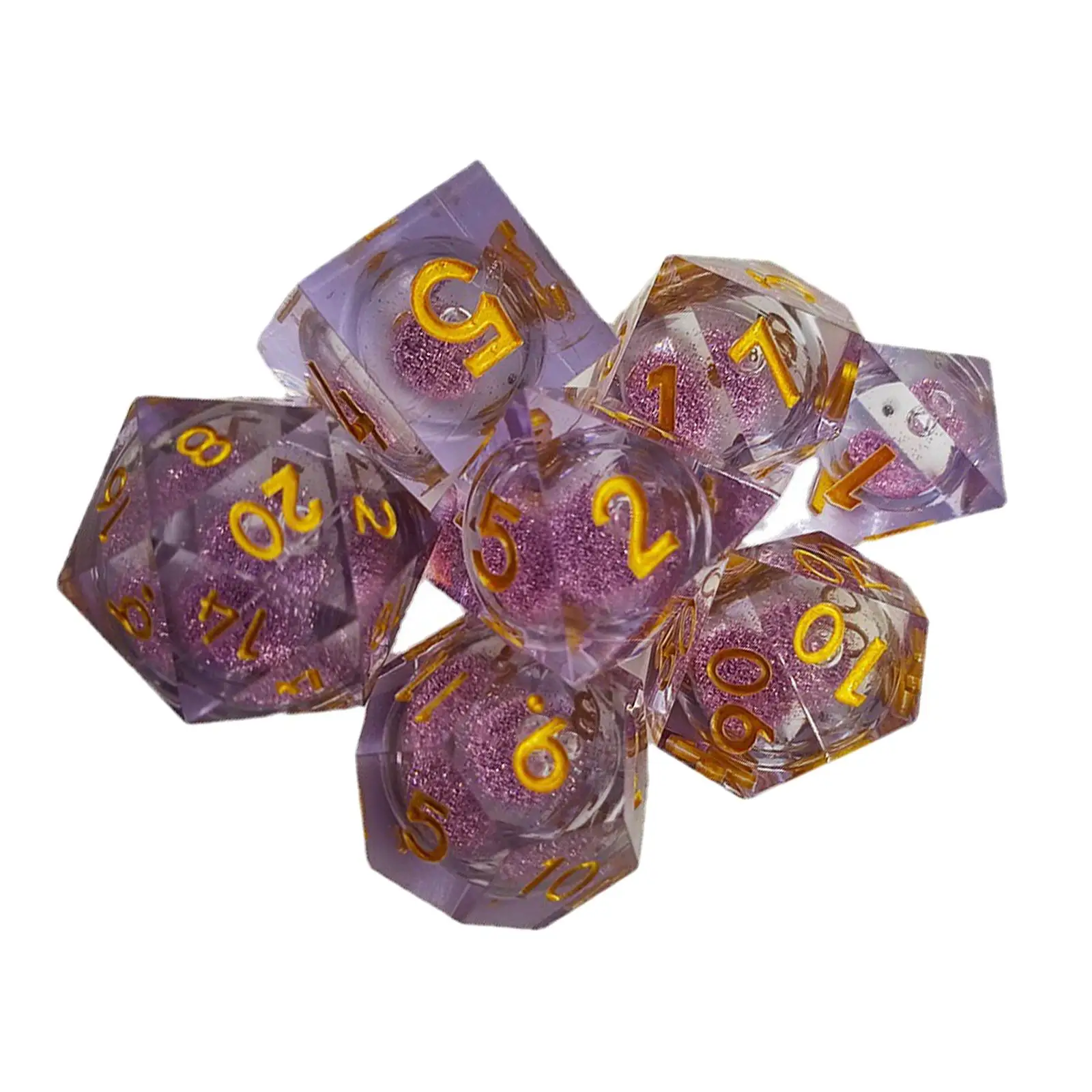 7pcs Translucent Multi Sided Dice Play Gaming Dice Digital Dices Set for Table Game Teaching Prop Entertainment Role Playing