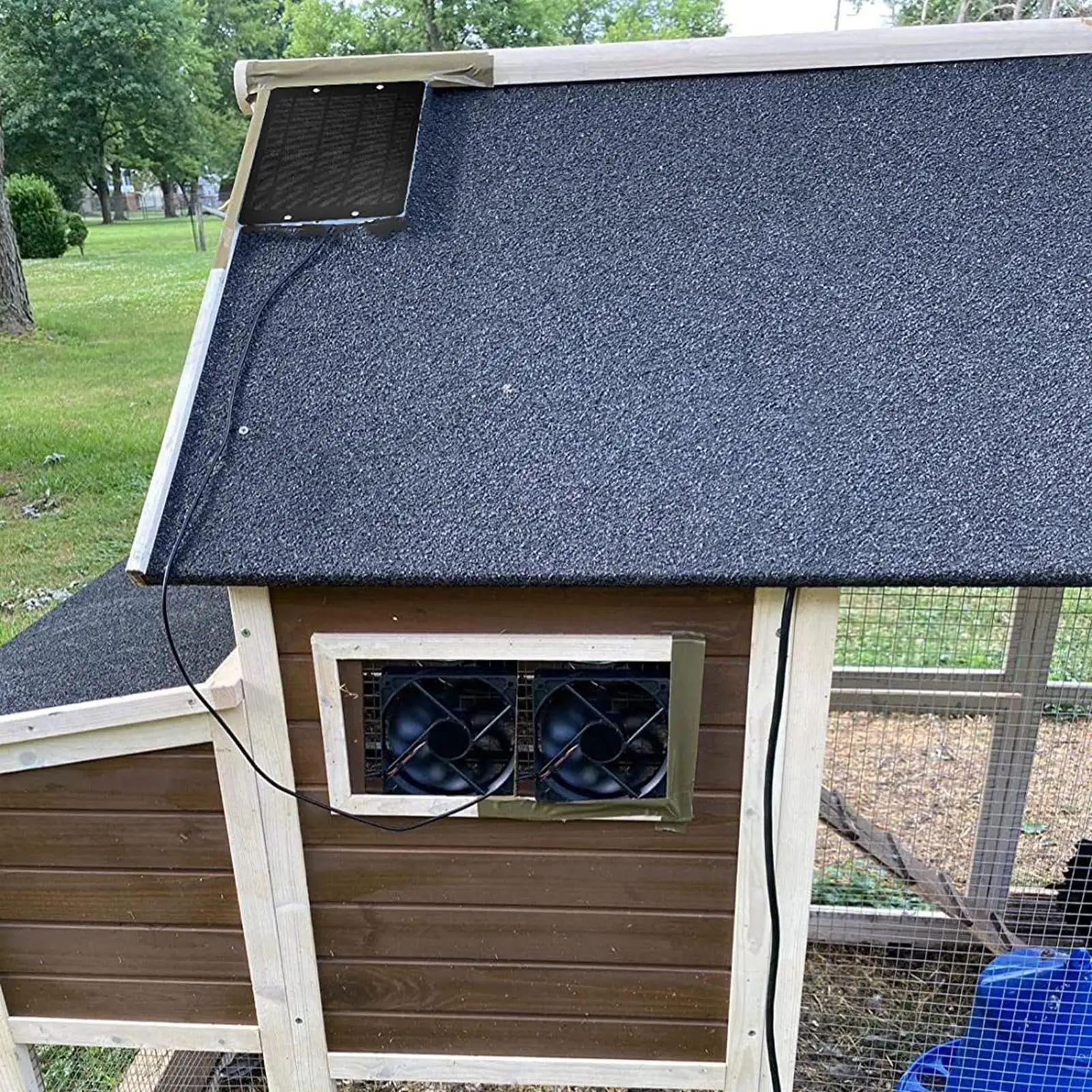 10W Solar Panel Kit 10W Waterproof Solar Powered Fan Kit Solar Powered Ventilator for Chicken Coops Pet Houses Greenhouse