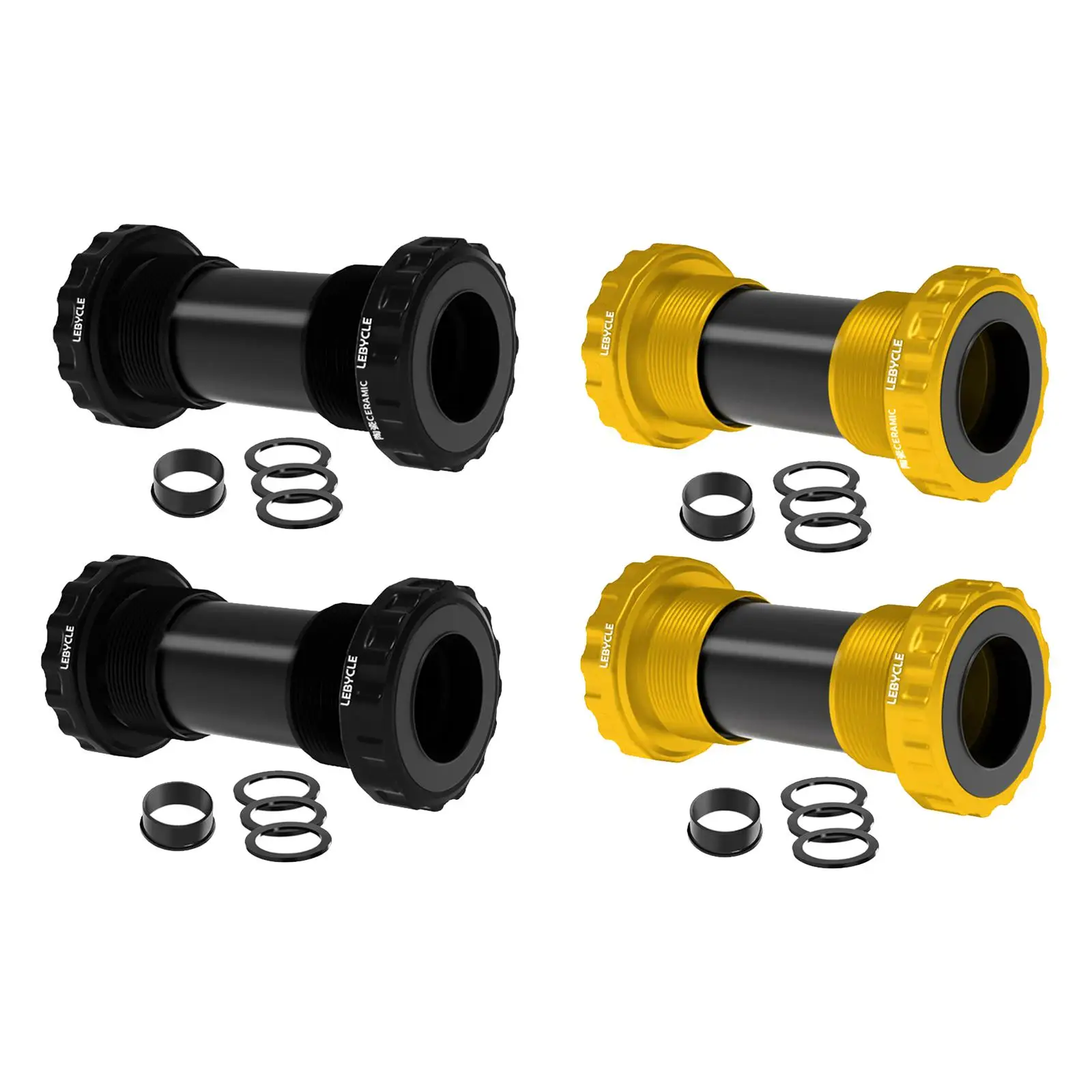 Lightweight Bike Bottom Bracket Replacement Hollow Integrated Sealed Bearings with Spacers High Strength Threaded BB for 68-73mm