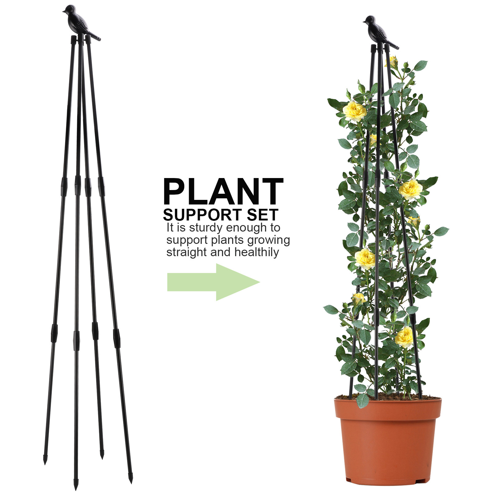 metal quadro suporte planta crescente equipamento aço + pp 120cm flores titular