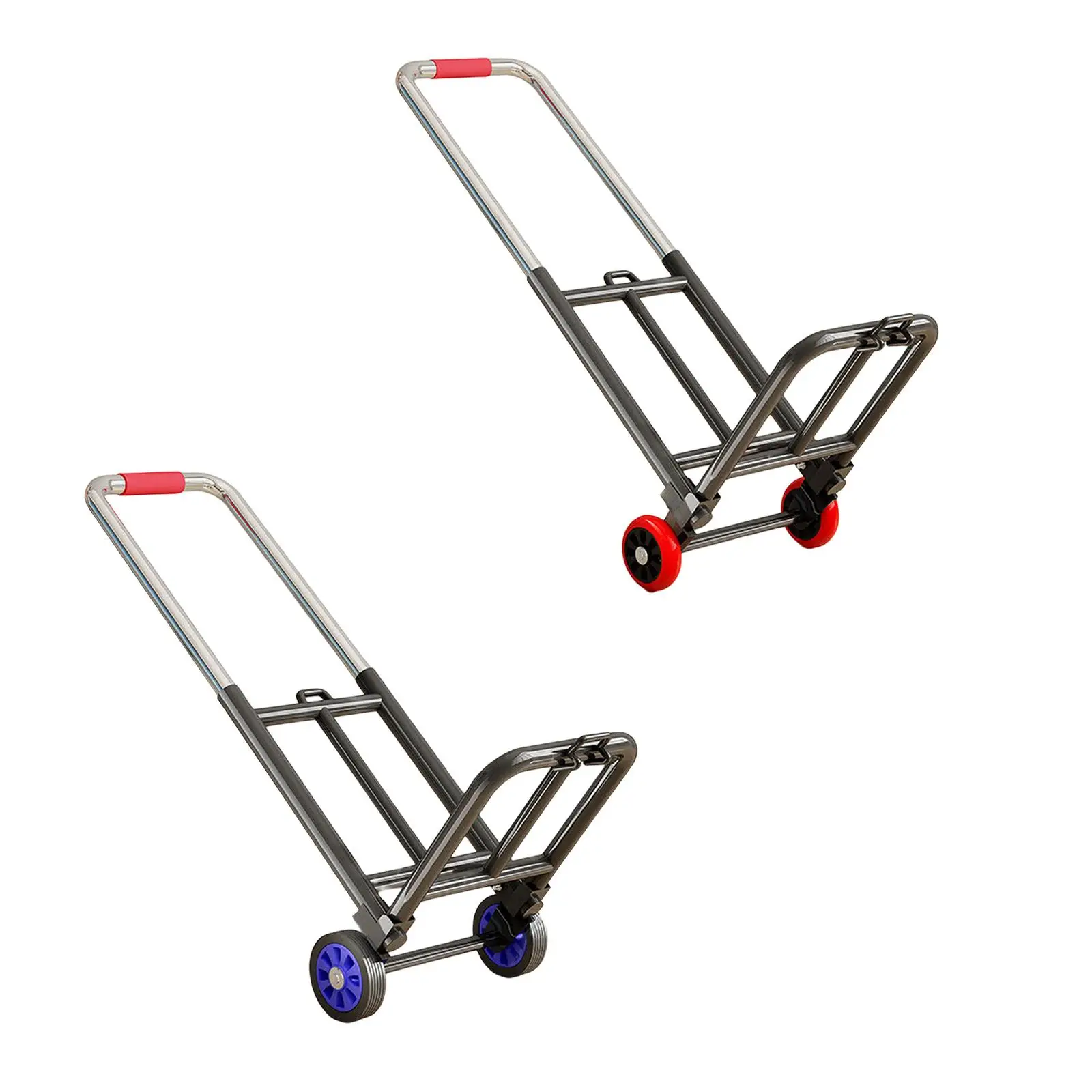 Folding Hand Truck with wheels Portable Folding Hand Cart Luggage Cart Utility Cart for Luggage Office Airport Personal Travel