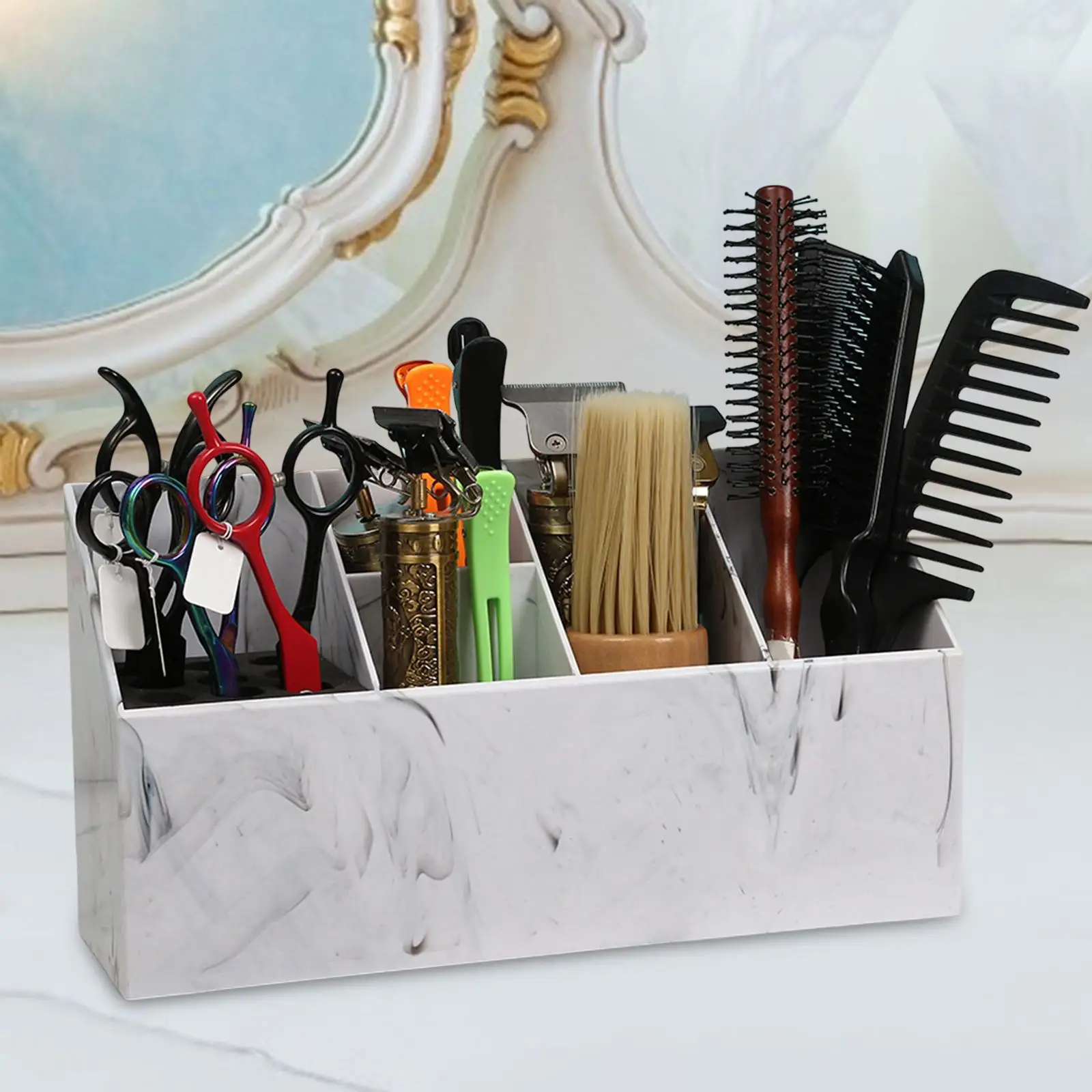 Barber Scissors Holder Box Multifunctional Professional Desk Organizer Case Comb Storage Case for Barber Supplies Brushes
