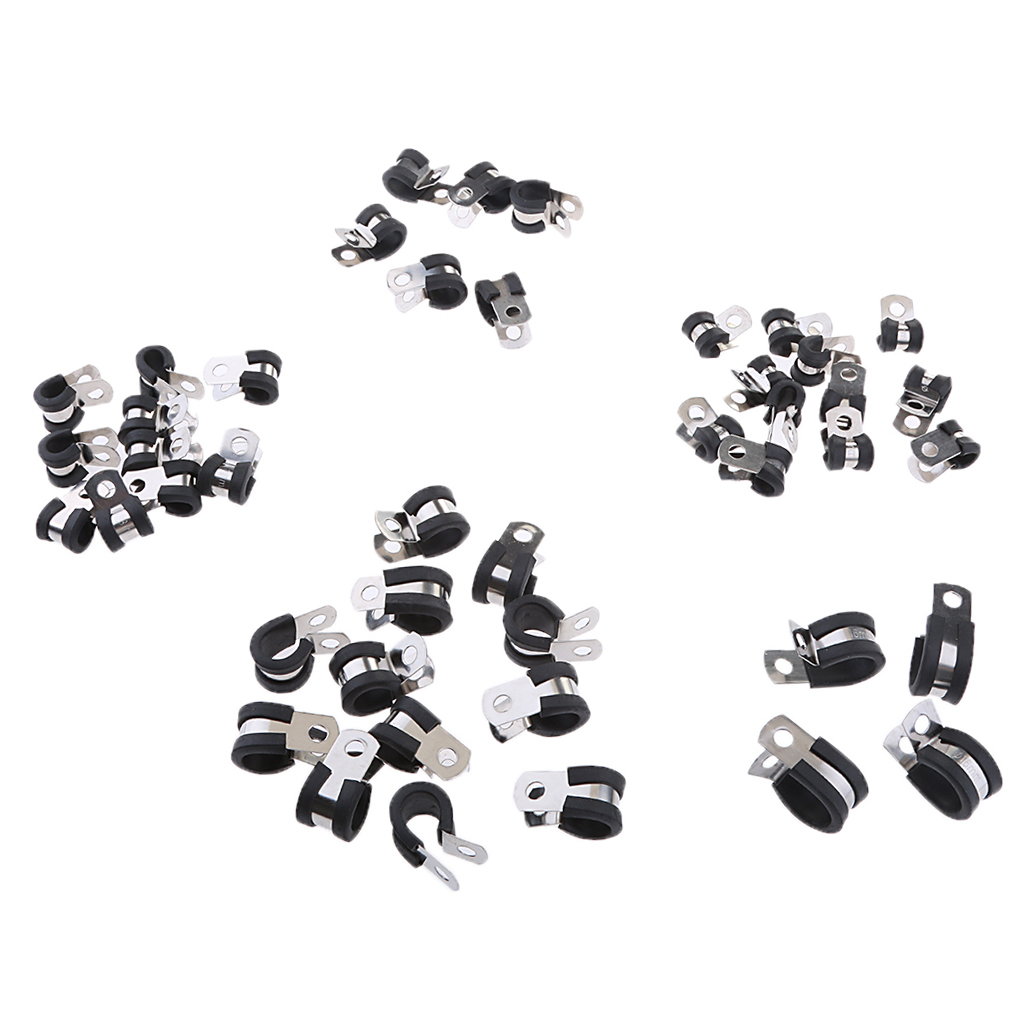 304 Stainless Steel Rubber Cushion Hose Cable  Clamps Assortment