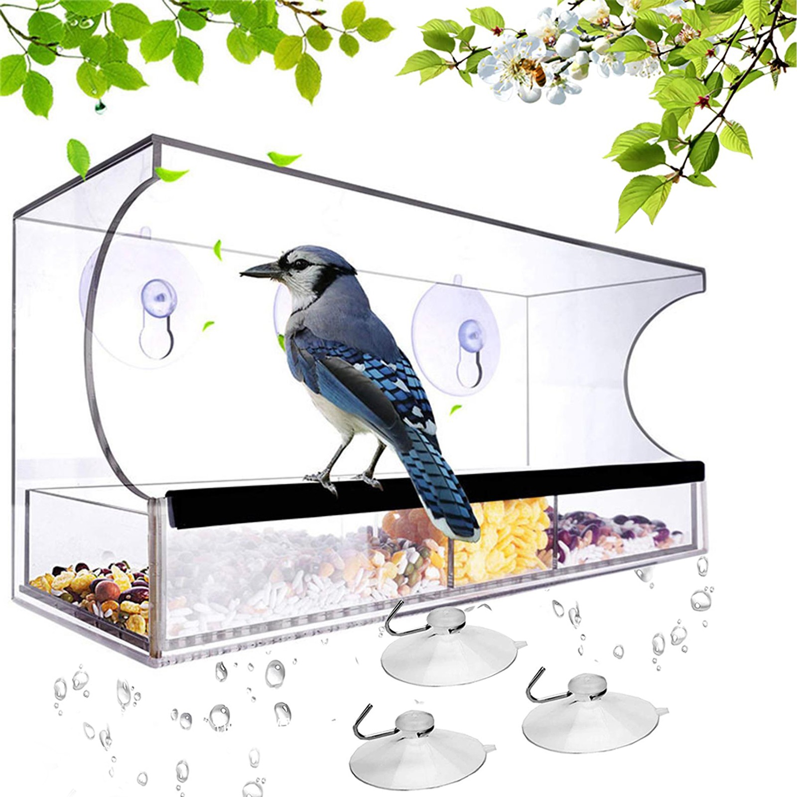 Title 1, Bird Feeder Acrylic Transparent Window Bird Fee...