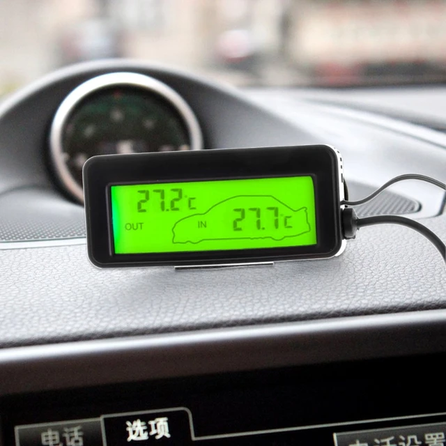 New Car Inside Outside Thermometer Mini Digital Car Lcd Display Indoor Outdoor  Thermometer 12v Vehicles 1.5m Cable Sensor Auto - Temperature Sensor -  AliExpress