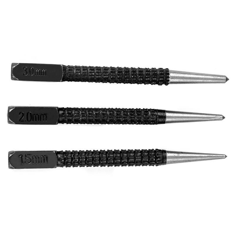 3-teiliges rutschfestes Körner-Stiftstanzer-Set, Körner aus Kohlenstoffstahl für Bohrwerkzeug aus legiertem Stahl, Metall und Holz – Detail 8