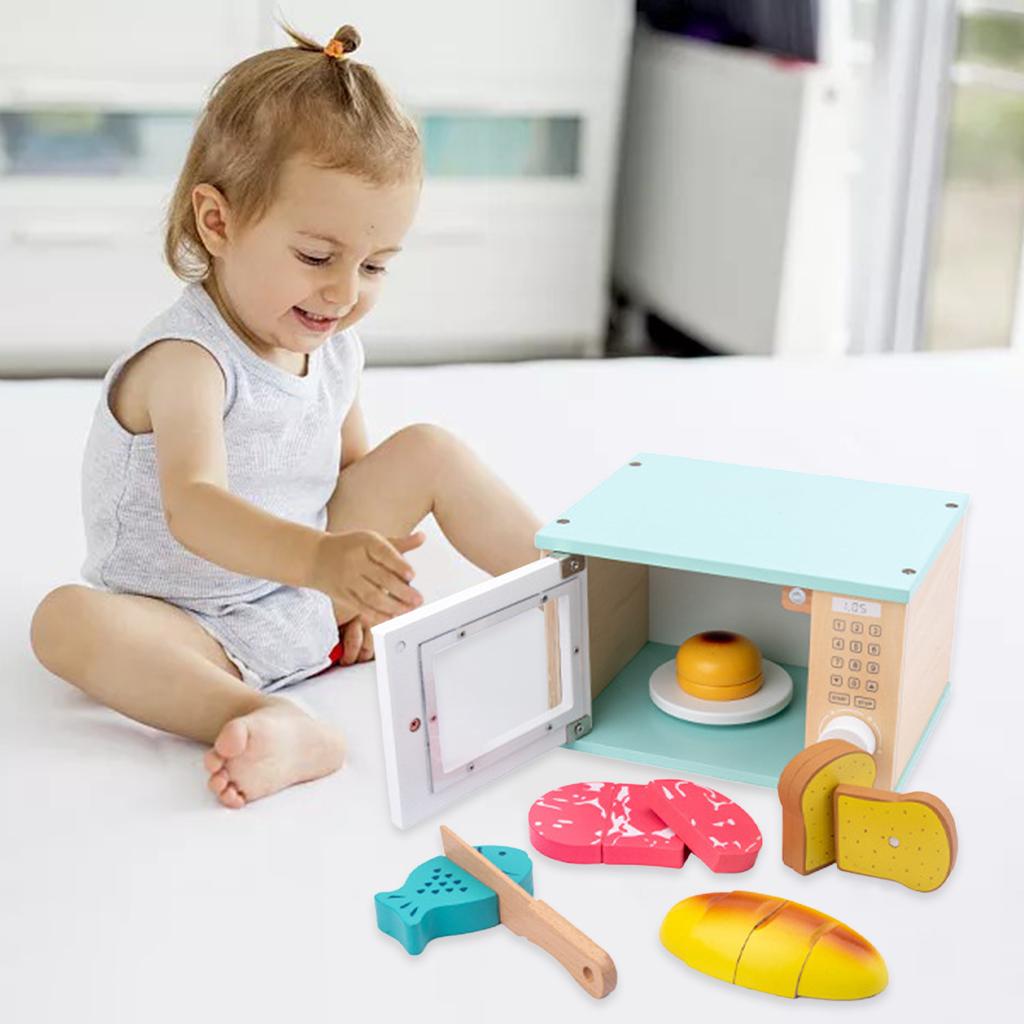 Macaron Microwave Toys Simulation Baby Early Educational Kitchen Toys Dollhouse Furniture Cookware Birthday Gift