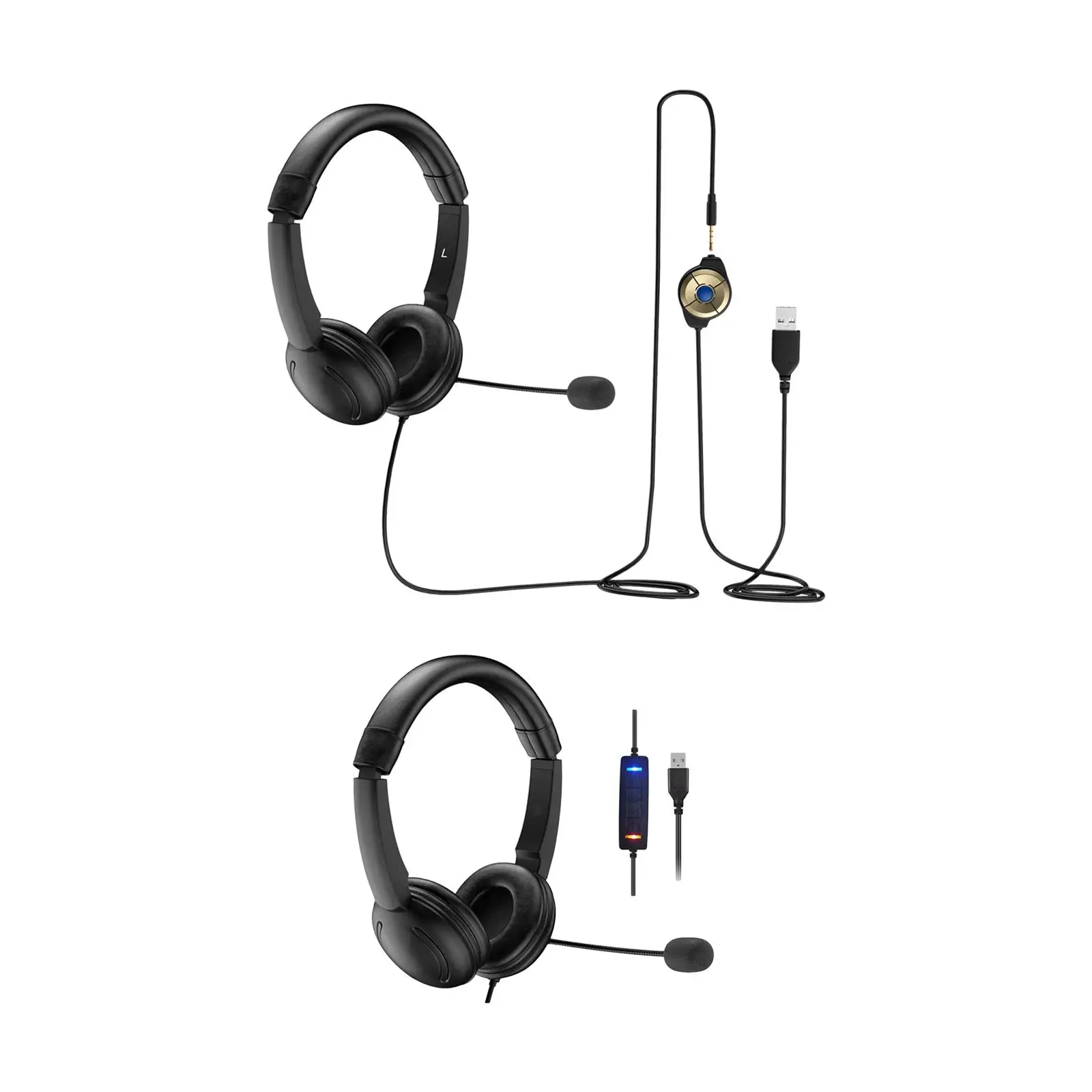 USB Headset Volume Control Soft Premium Comfortable Comfort Mic Computer Laptop Headphones for Office Home Music PC Call Center