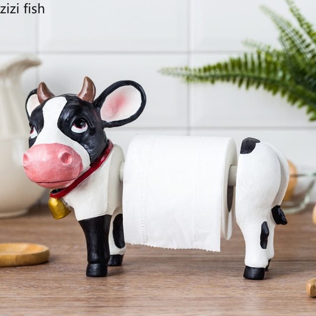 Creative Lovely Cow Roll Holder Paper Towel Holder Kitchen Paper Punch Free Vertical Bathroom Kitchen Home Decoration Tissue Boxes AliExpress