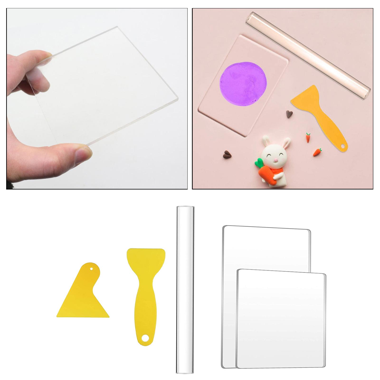 5Pieces Acrylic Clay Roller Set Ceramic Shaping Sculpting Clay Cutter Acrylic Sheet Polymer Clay Tools Pottery Tool