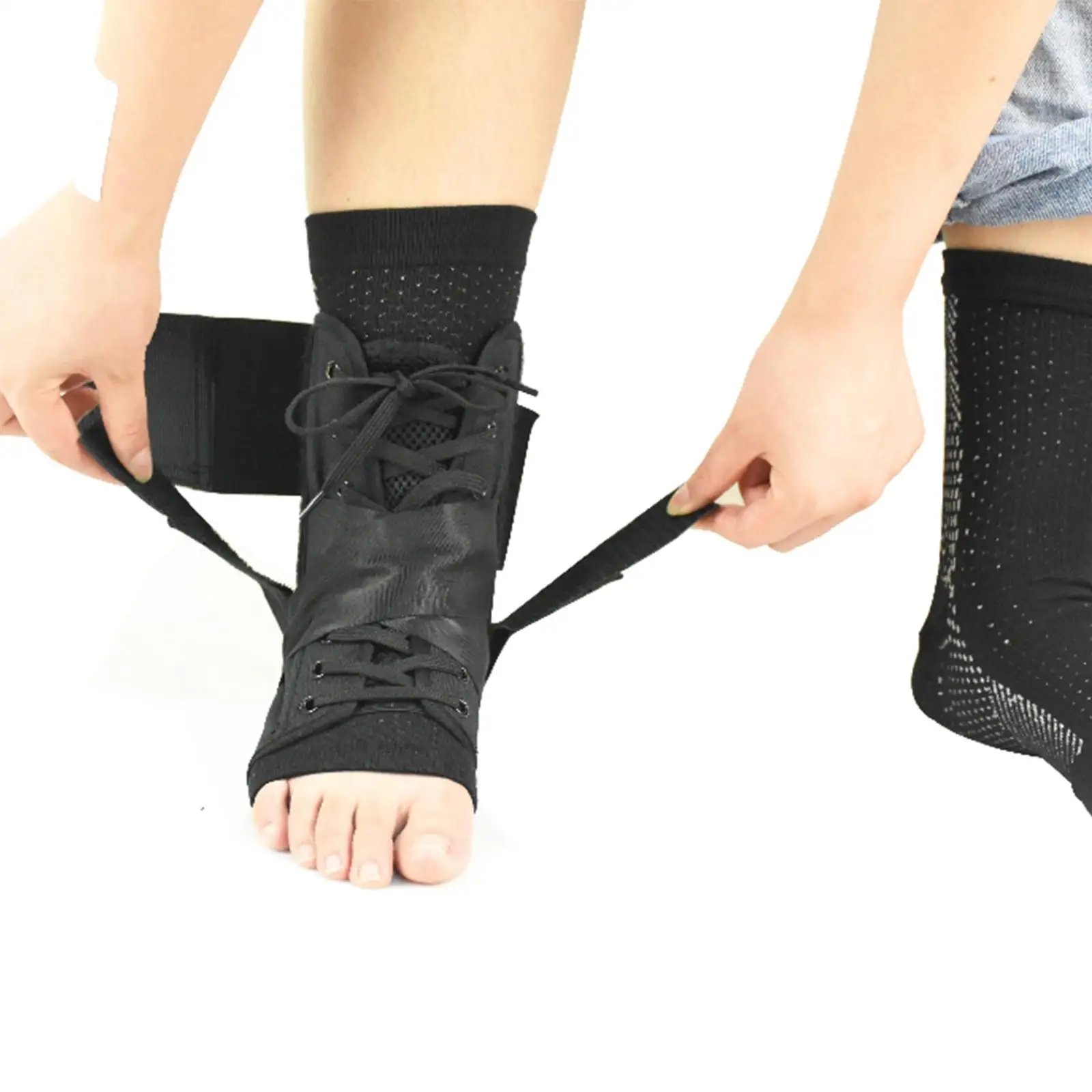 Ankle Brace Suppor Compression Socks Ankle Sprain Guard Adjustable Foot Protection for Football Cycling Tennis Gym Basketball