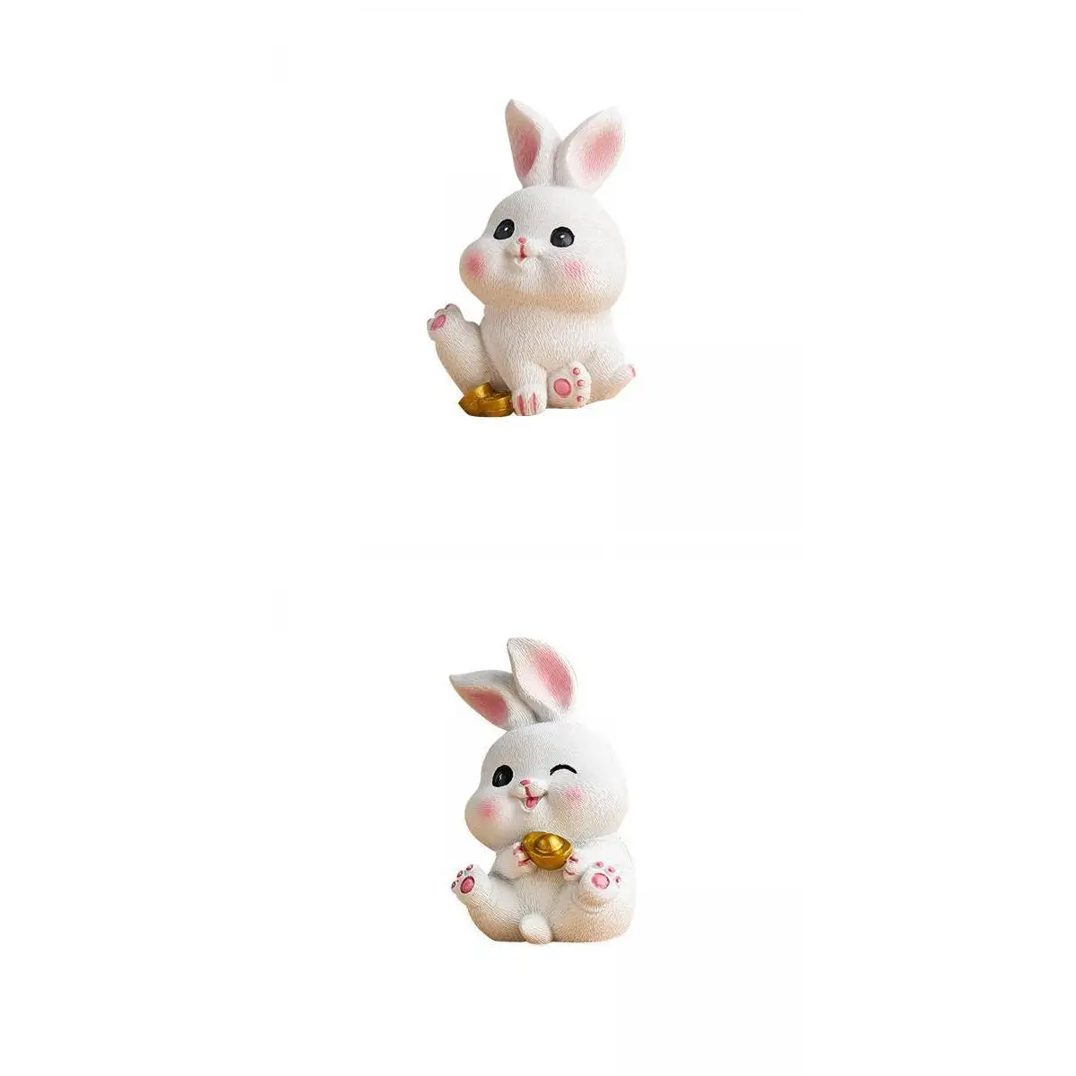 2 Pieces Rabbit Statue Miniature Desktop Ornament Sculpture for Bedroom