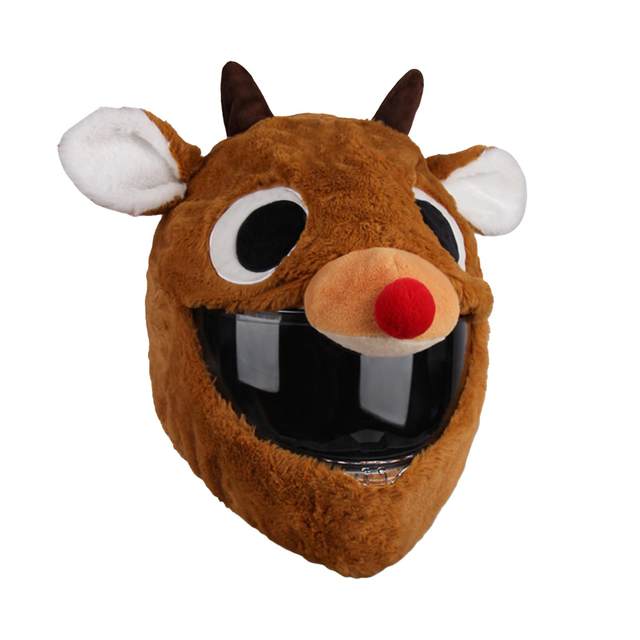 Helmet Cover Reindeer Shaped Increase Riding Fun Protective Plush Soft Motorbike for Full Face Helmets Helmet Protective Cover
