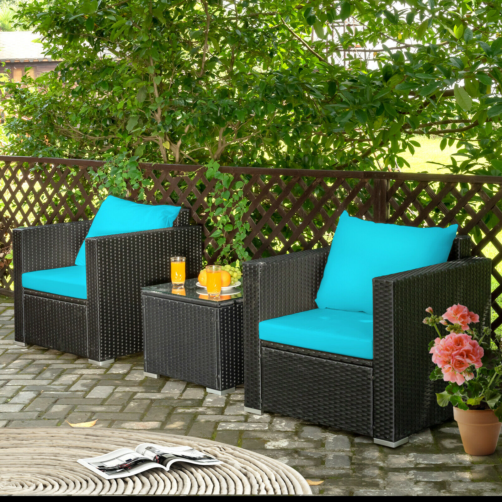 Title 5, Patiojoy 3PCS Patio Rattan Wicker Furniture Set...