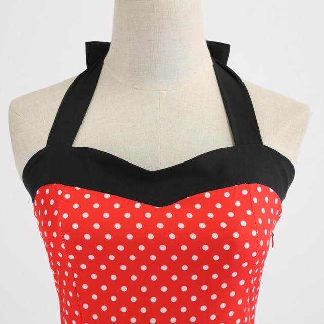 Sexy Retro Red Polka Dot Dress Audrey Hepburn Vintage Halter Dress