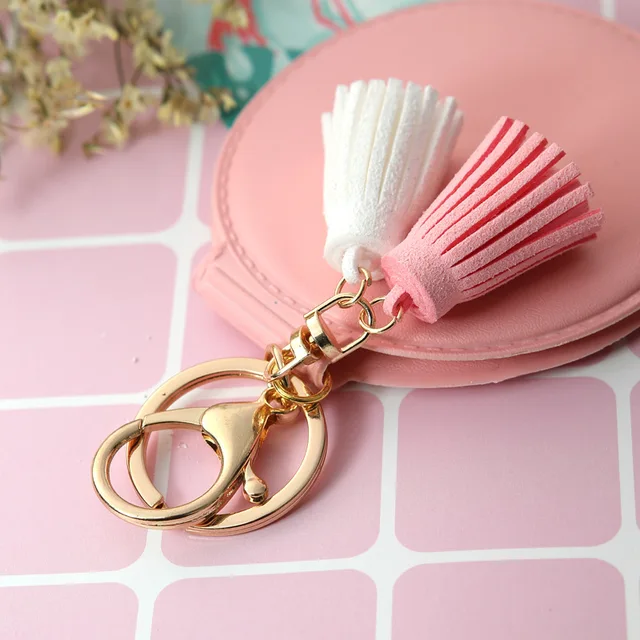 Folding Mini Round Cosmetic Mirror Key Ring Key Chain Charm Pendant for  Women