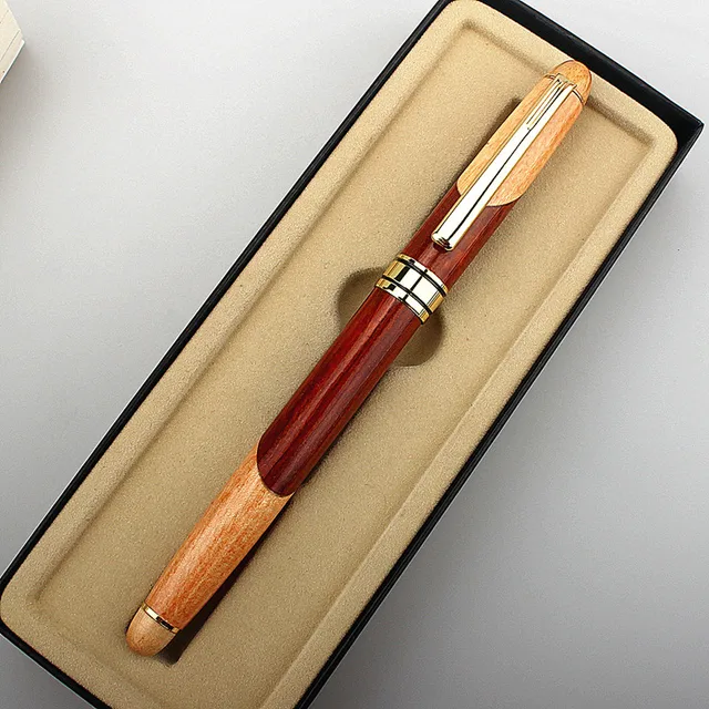 Jinhao-Stylo plume en bois naturel, beau stylo noir, 0.5mm, 1.0mm