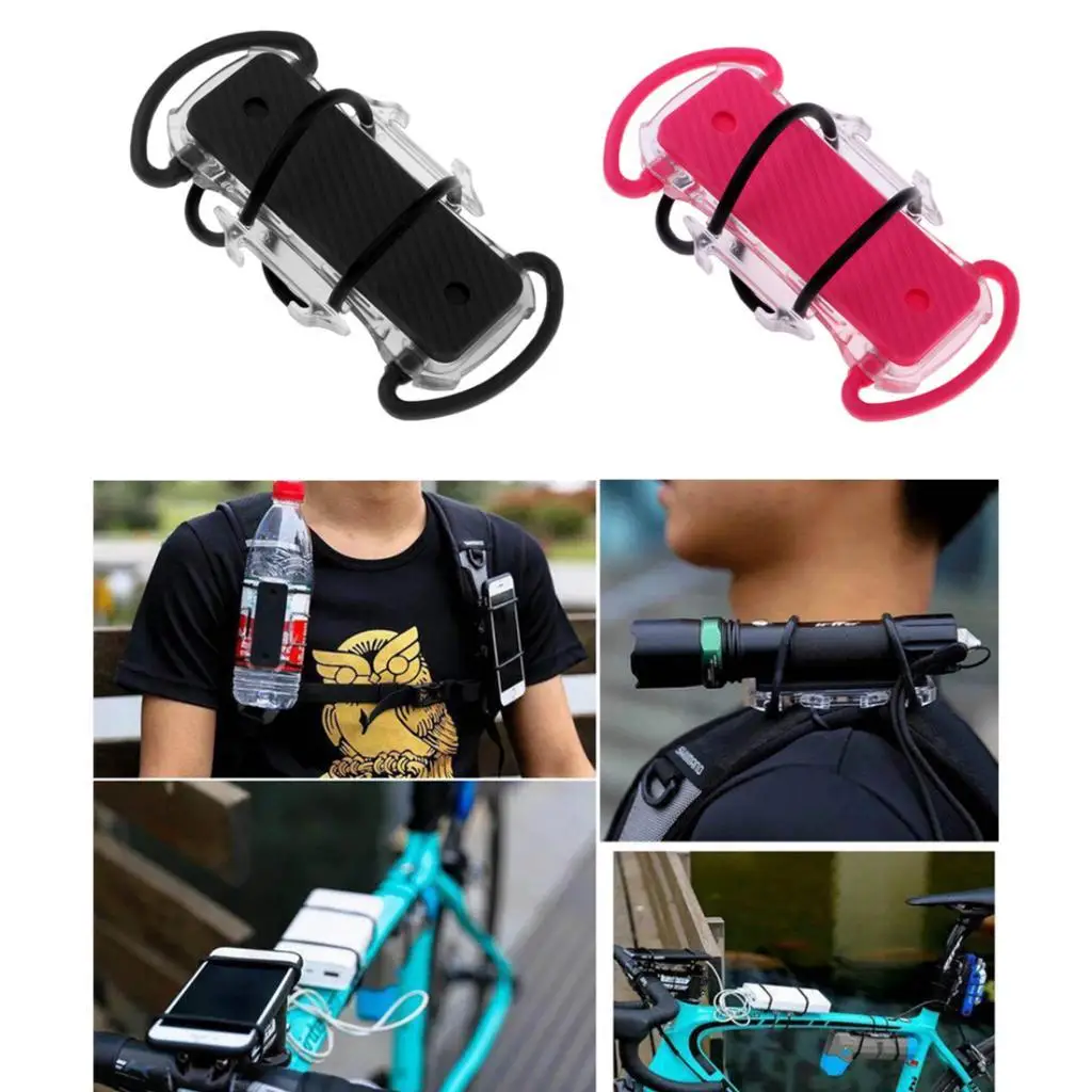 Bike Phone Stand Holder Mount Flashlight Water-bottle Cage Rack for Cycling Hiking Backpack Mounting