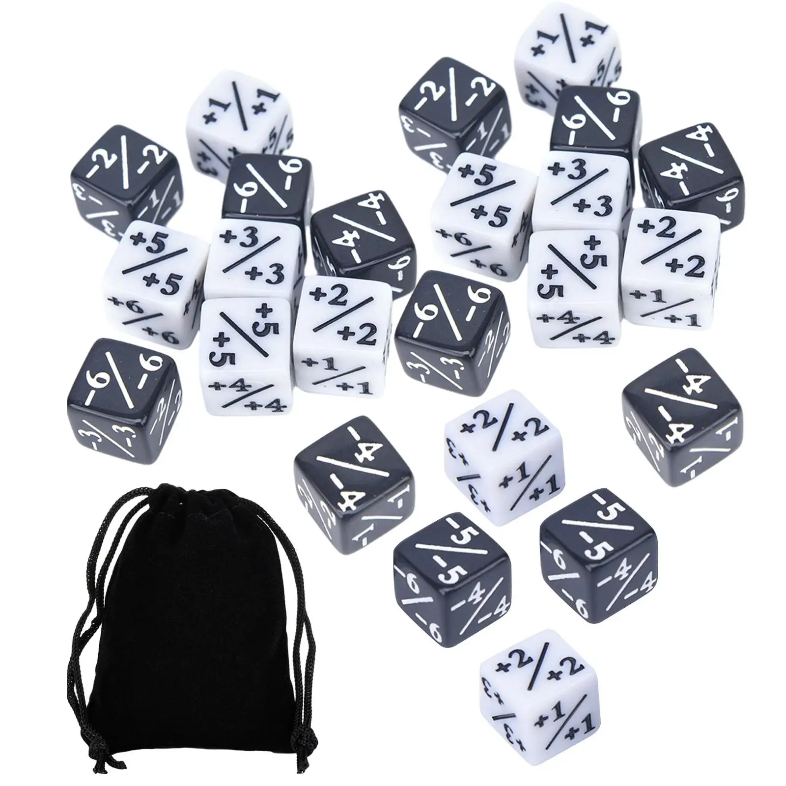 24 Pieces Counter Token Dice Tracking Counter Dices Educational Toy Math Teaching for Card Gaming Accessory (Black and White)