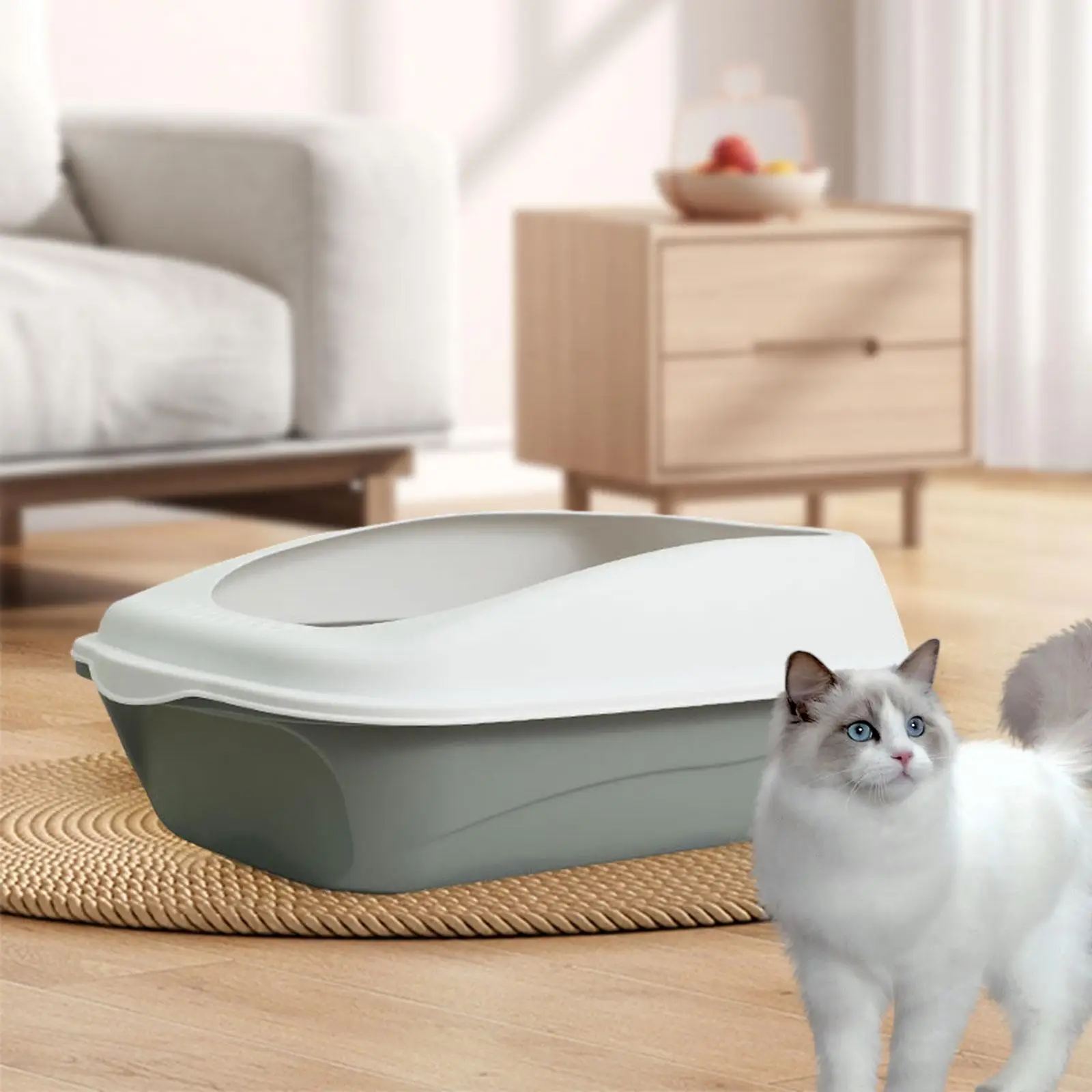 Pet Litter Pan with Scooper Large Pan Detachable Litter Pans for Rabbit Small and Medium Cats Indoor Cats Small Animals Hamsters