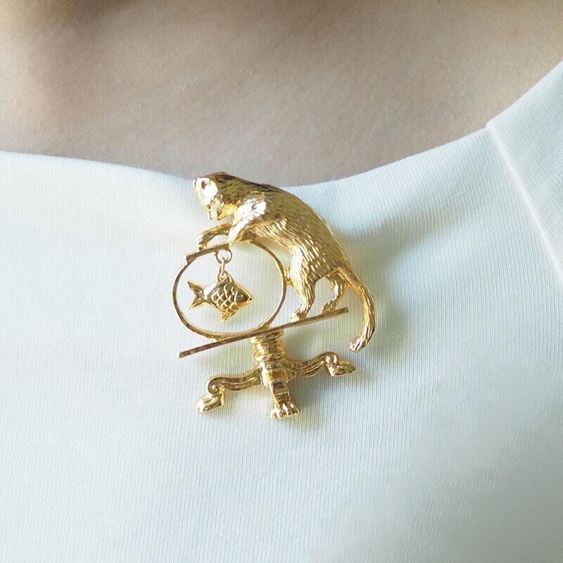 Vintage Barock Kätzchen Brosche Einfache Matte Metall Katze Emaille Pin Mode Tier Pins Kleidung Zubehör Bankett Party Geschenke – Detail 7