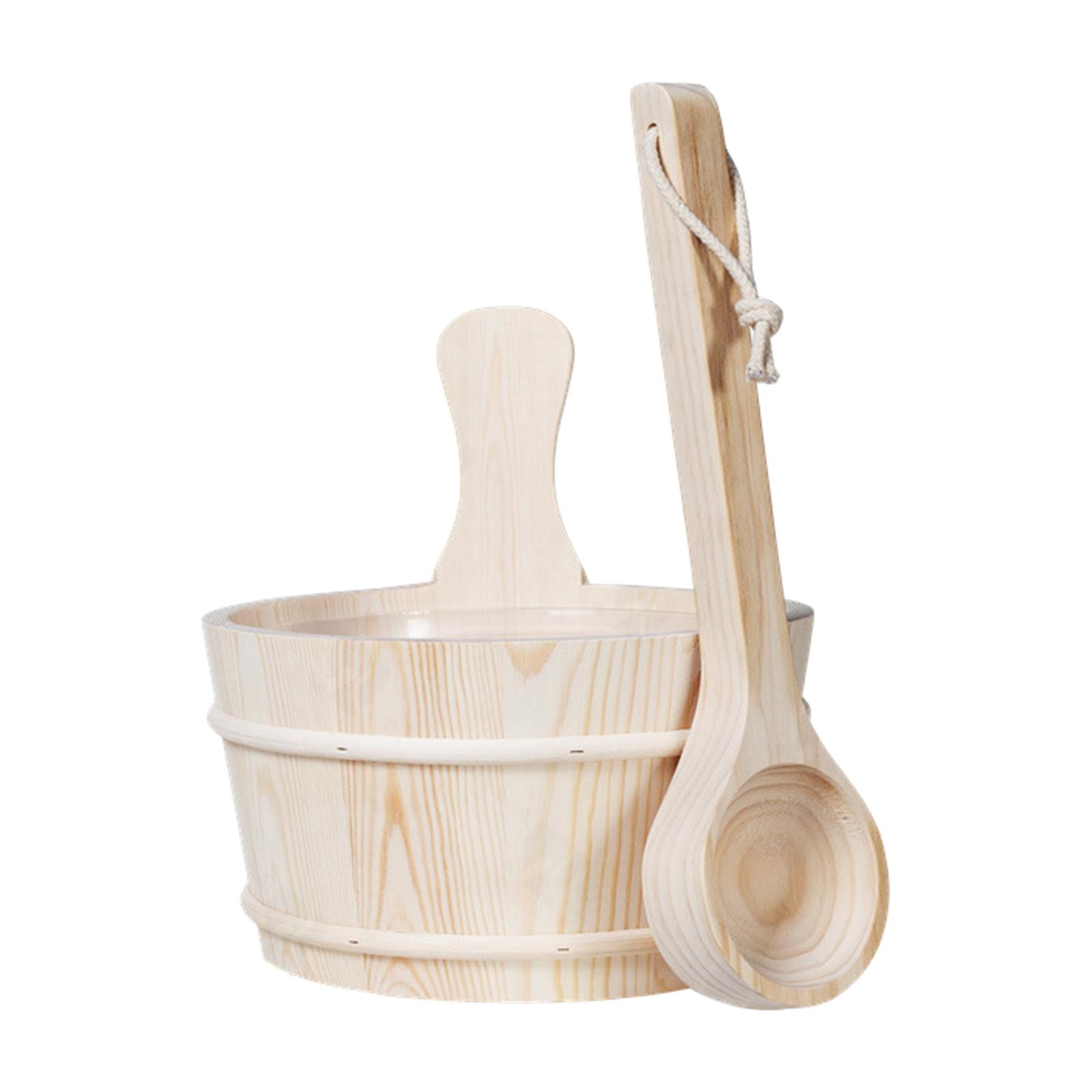 Description Picture 4 of item4L Sauna Bucket and Ladle,Handmade Accessory,Bath Accessories Supplies,Wooden Barrel with Liner for , Bathroom