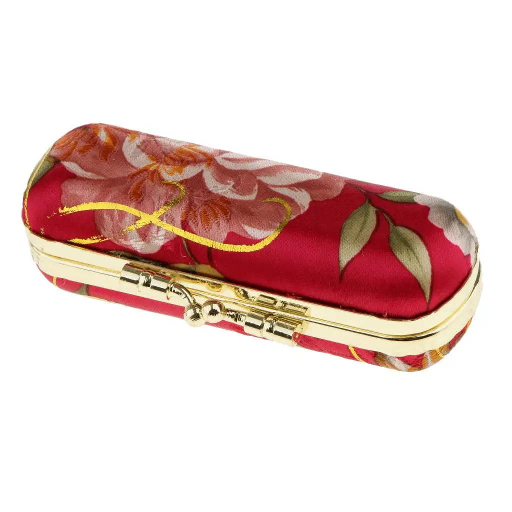 2pcs Beauty Embroidered Brocade Case Lip Balm Jewelry Holder Box