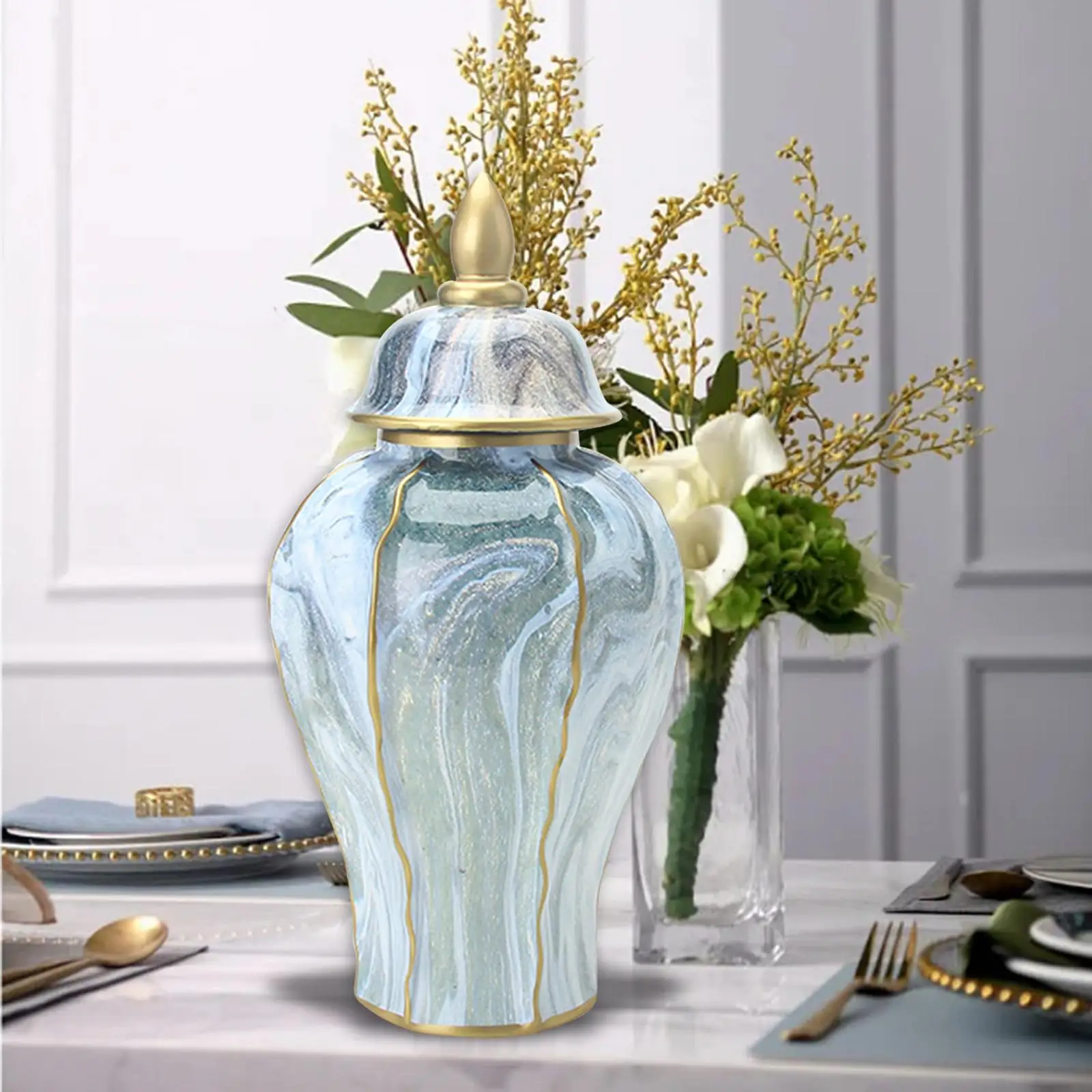 Porcelain Ginger Jar Storage Jar Traditional Handicraft Ceramic Flower Vase