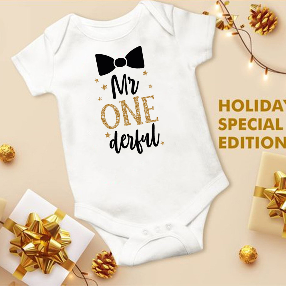 Mein 1. Geburtstag Neugeborenen Stram pler Sommer Säugling Körper Kleinkind kurze Prinz Ärmel Overall Baby Jungen Geburtstags feier Outfit Kleidung – Detail 30