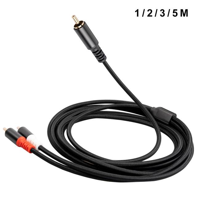 1 RCA Male to 2 RCA Male Audio Cable Hi fi Sound RCA Connector for DVD, TV, Computer Home Audio Headphone Livestream Broadcast