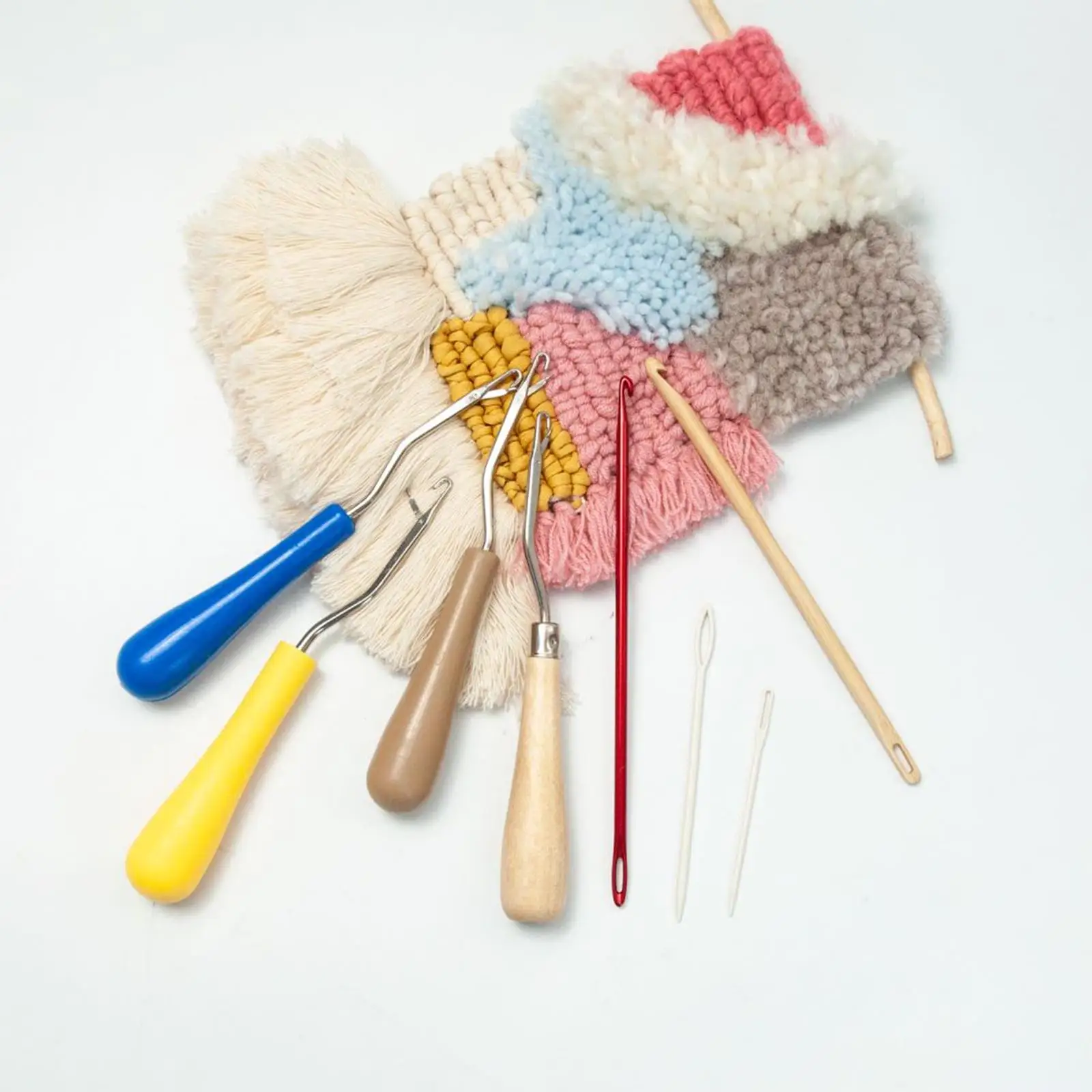 Latch Hook Crochet Pin Wooden Bent Supplies Weaving Needles for Embroidery