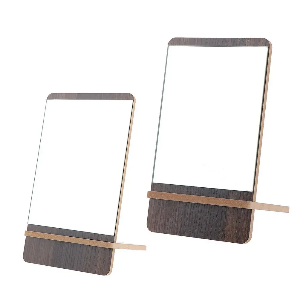 Square Wood Frame Mirror  Desktop Vanity Countertop Mirror Makeup Mirror
