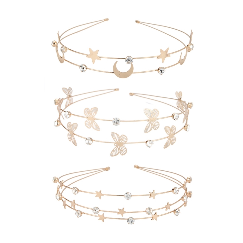 M2EA Haarband mit Mond Sterne Decor Dünne Seite Shinning Multi Layered Stirnband für Mädchen Hochzeit Party – Detail 1