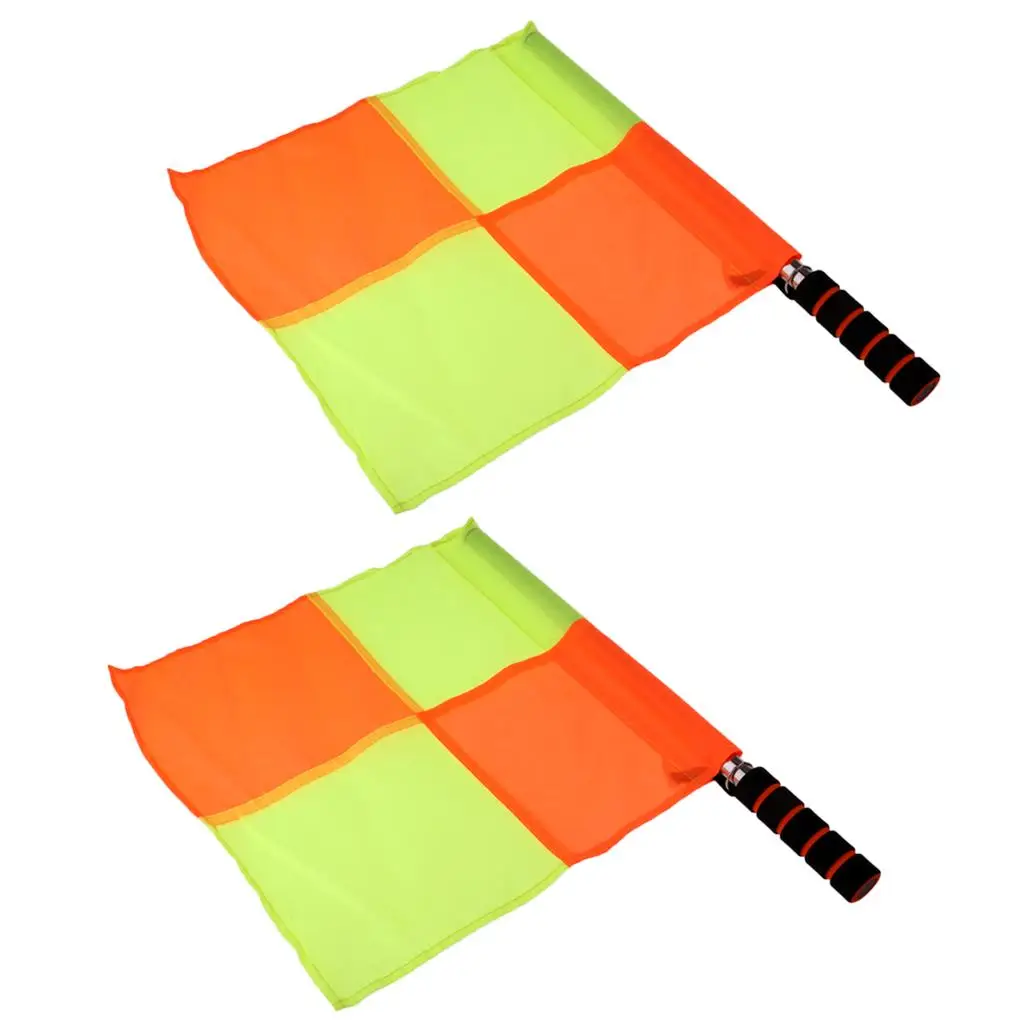 2pcs sports for soccer Football Rugby Hockey Training Linesman Checkered Flag with Stainless Steel Pole  Handle