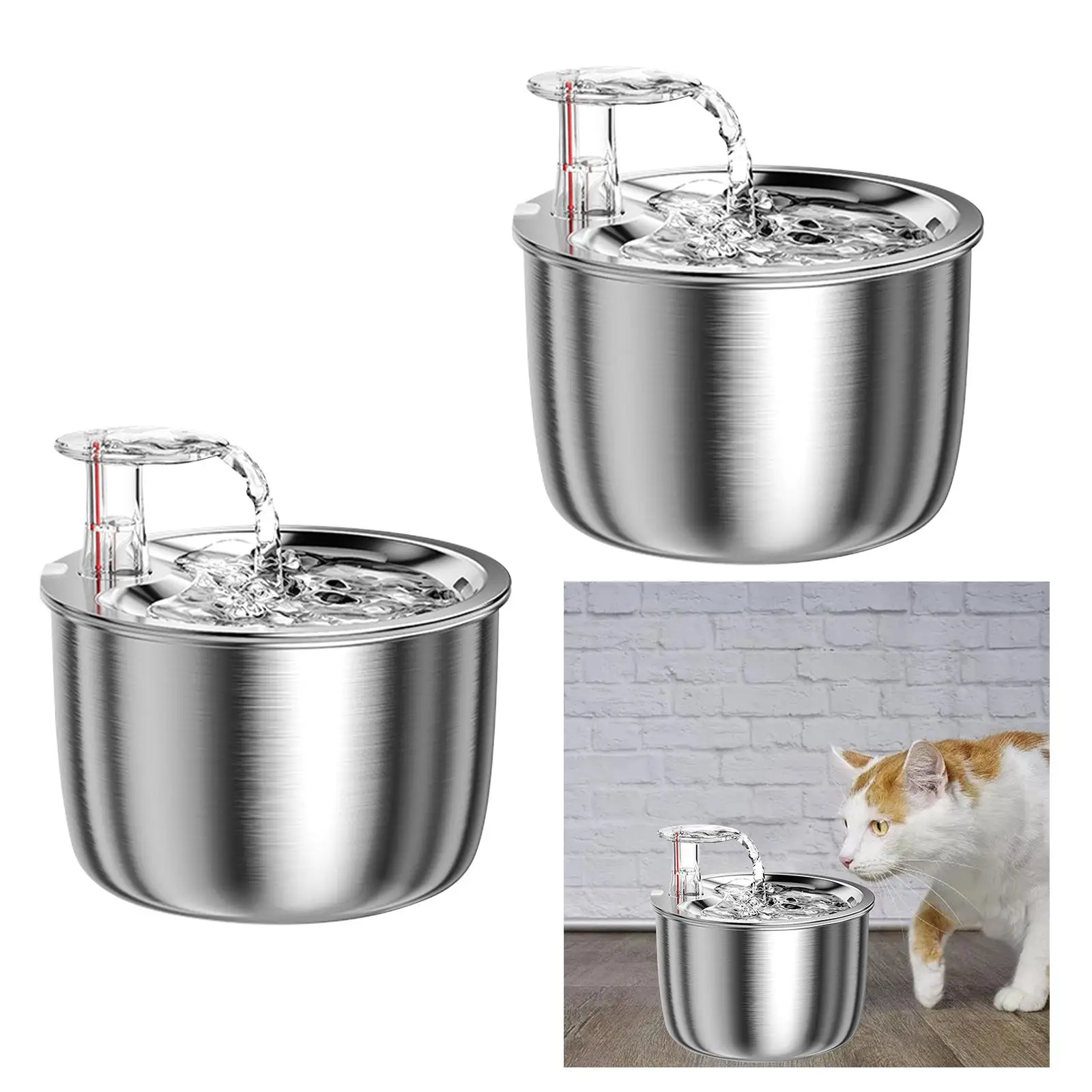 Cat Drinking Water Fountain Water Dispenser Stainless Steel Electric Quiet