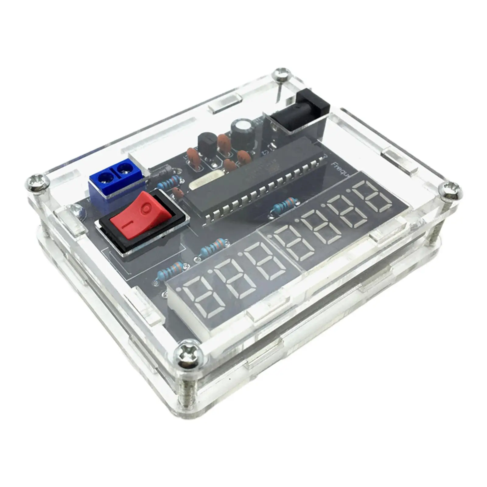 5-12V Frequency Tester with Acrylic Case 0.000 001Hz Resolution Measurement Oscillator Tester 10MHz