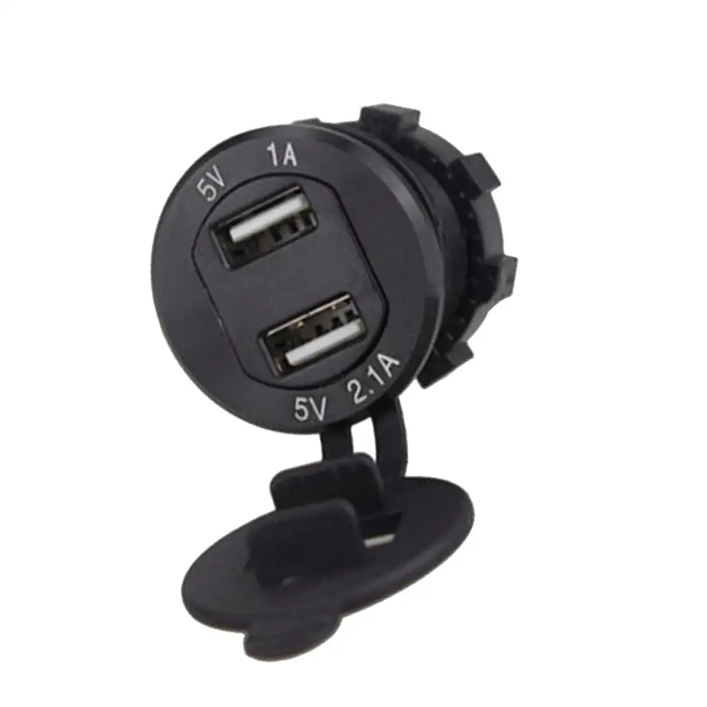Car 5V 3.1A Dual USB Charger Socket with LED Voltmeter Black