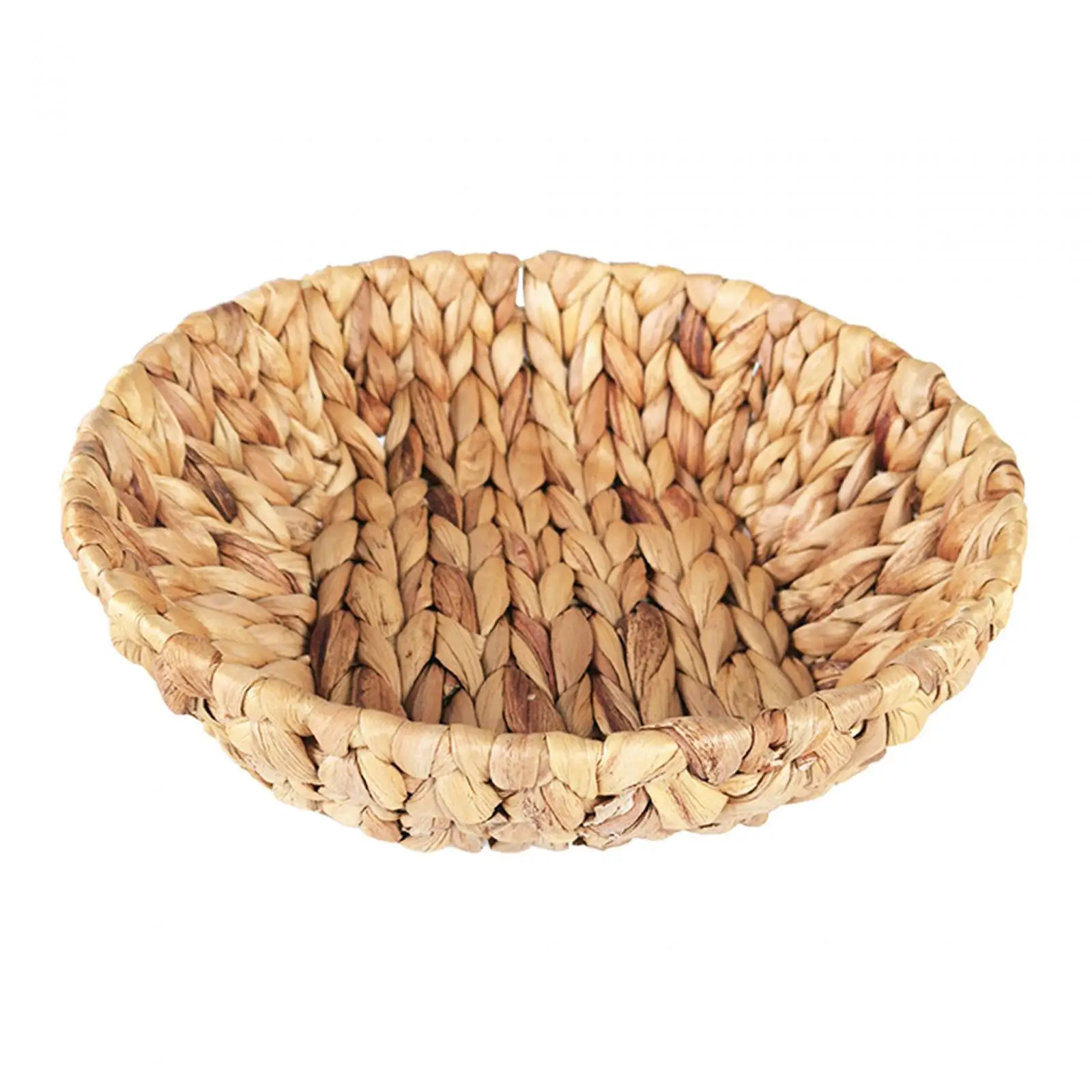 Round Grass Storage Bin Home Decorative Grass Weaving Tray Wicker Serving Tray for Bread Vegetable Tea Party