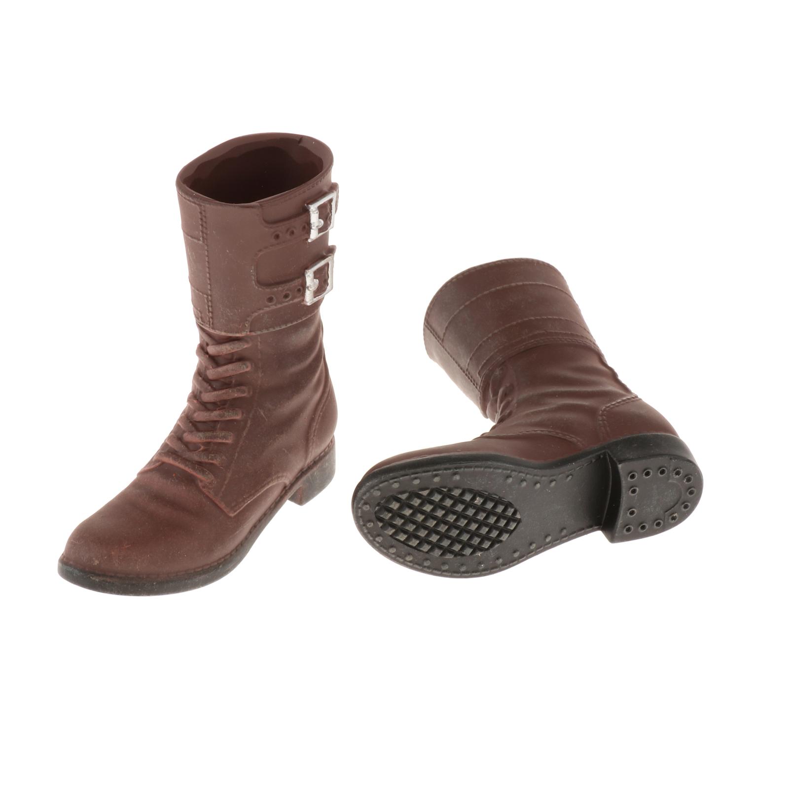 Handmade Brown 1/6 Scale Male Soldier Hiking Boots for HT Toy 12