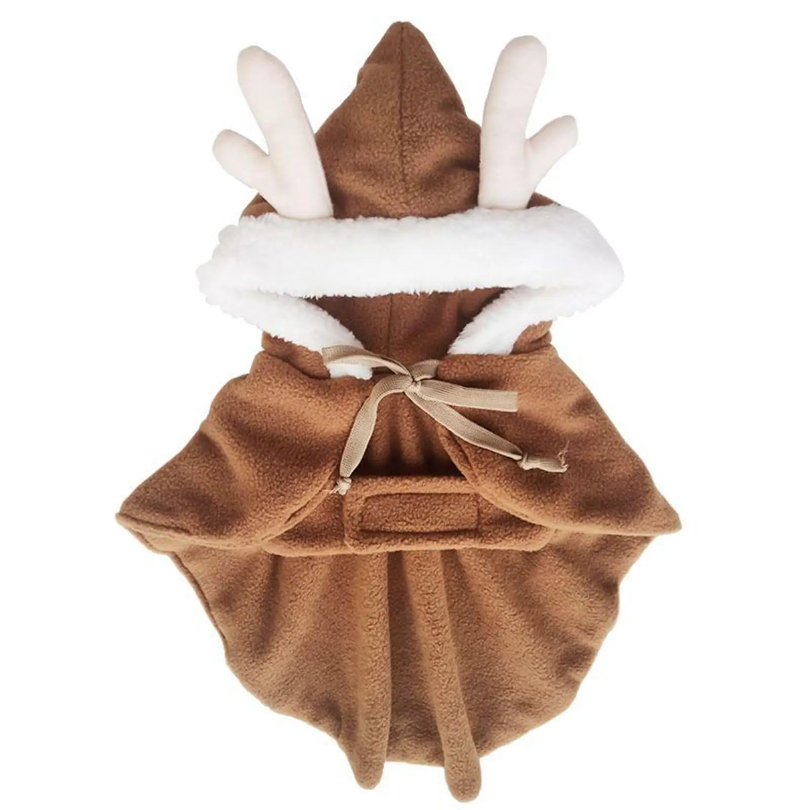 Pet Christmas Costume with Reindeer Antlers Christmas Pattern Sweaters Fleece New Year Pullover Coat for Small Medium Dog Cats